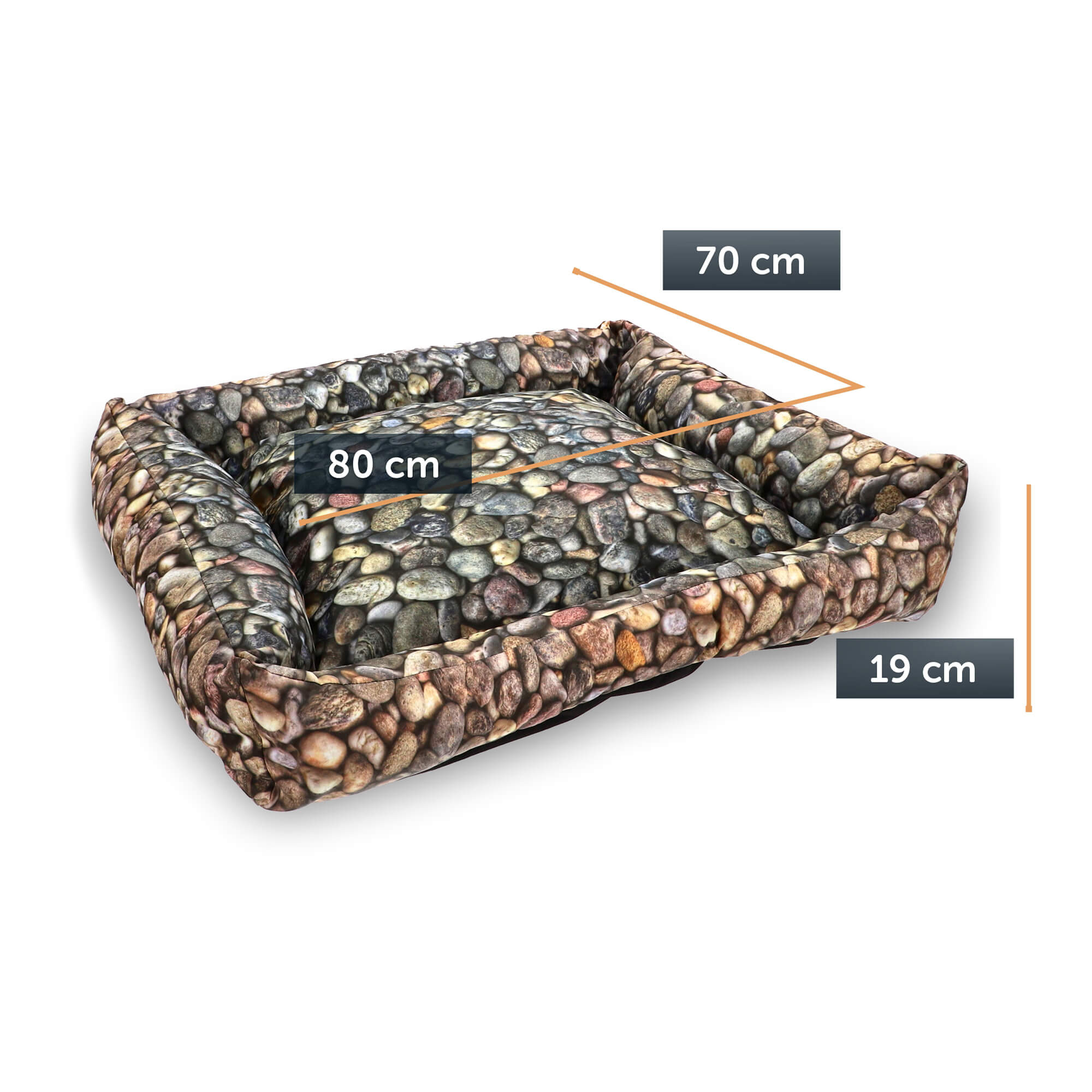 Legowisko dla zwierząt 80 x 70 cm, kamyki