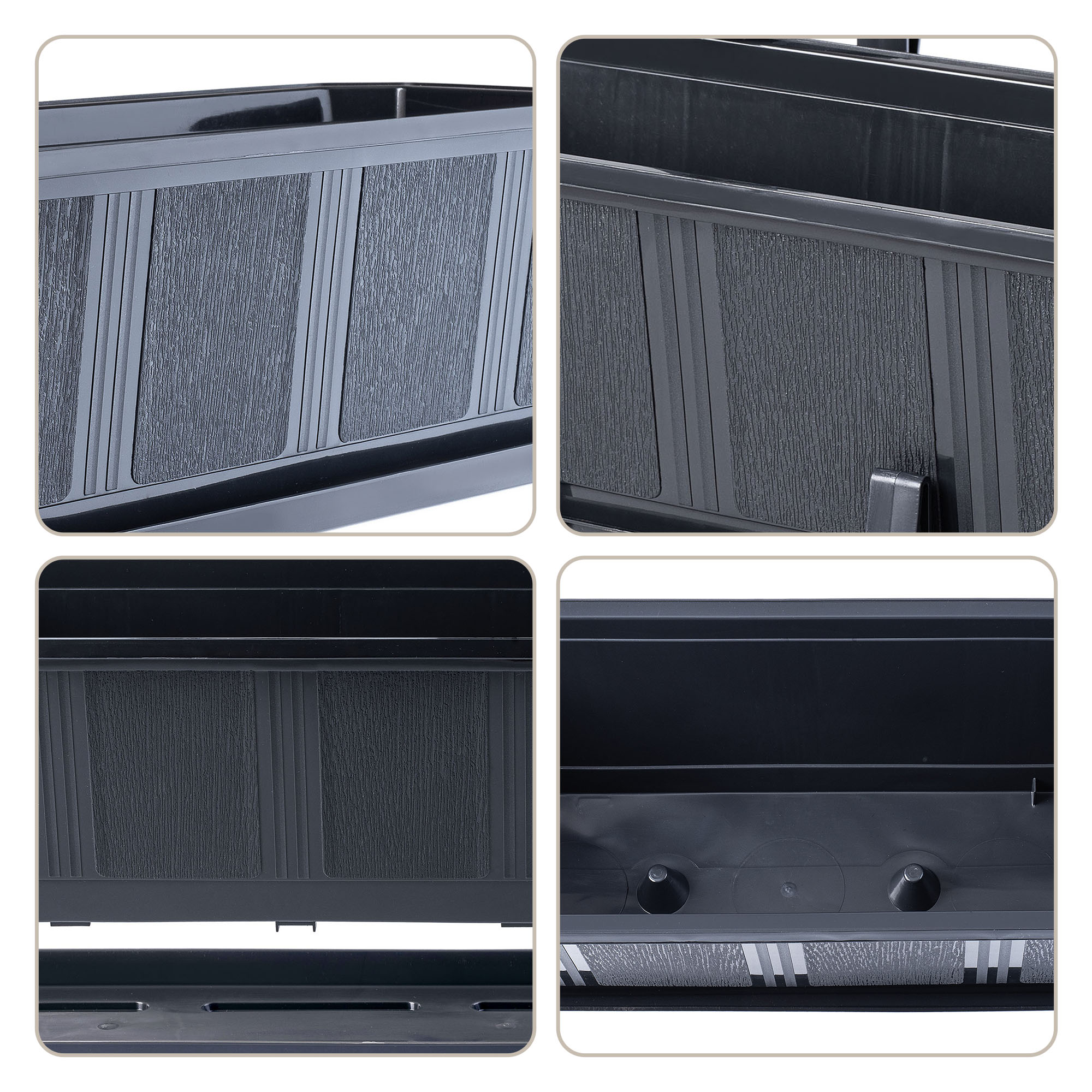 Doniczka balkonowa z uchwytami Oste 40 cm + 60 cm, grafit