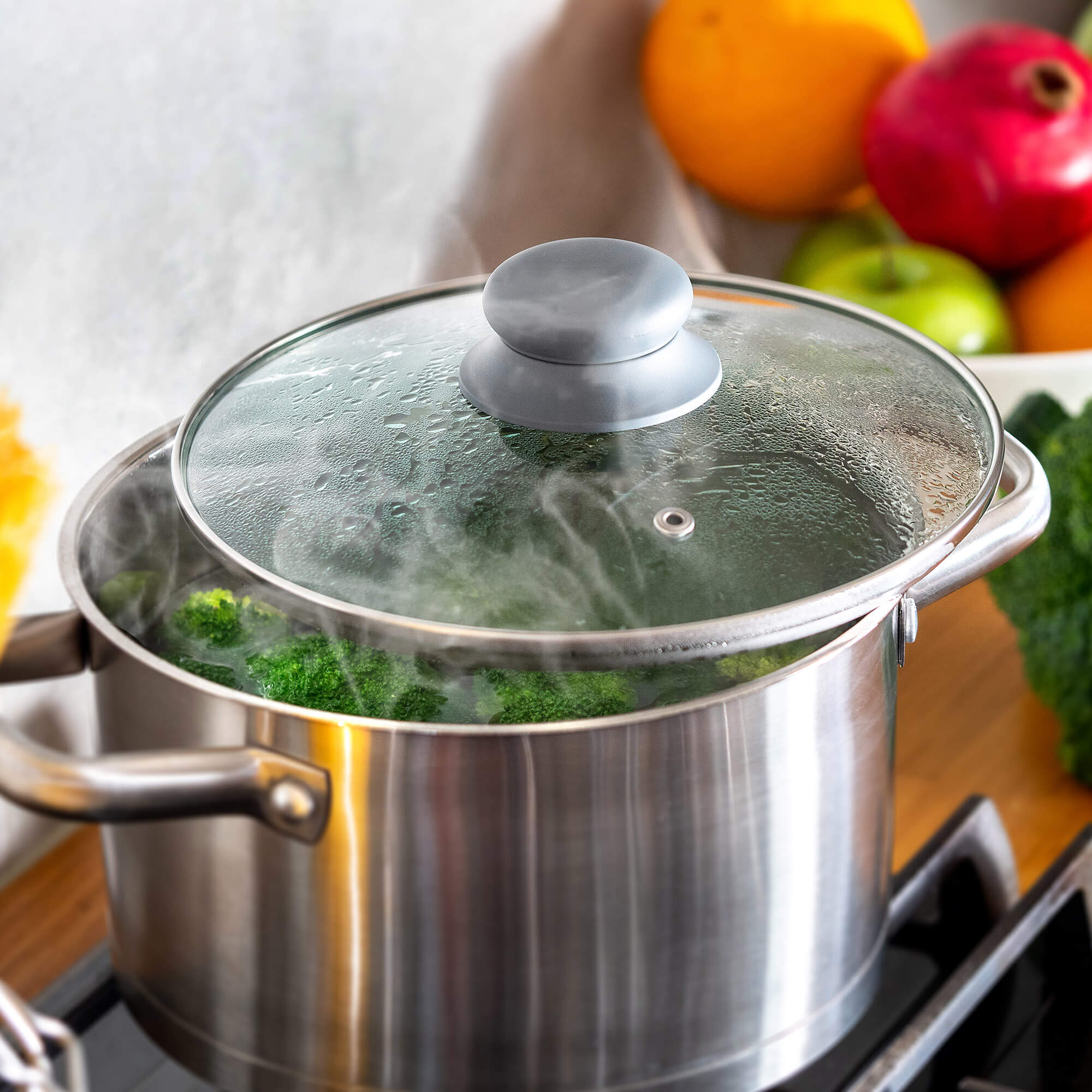 Pokrywa Tolfa z szarym sylikonowym uchwytem, 18 cm