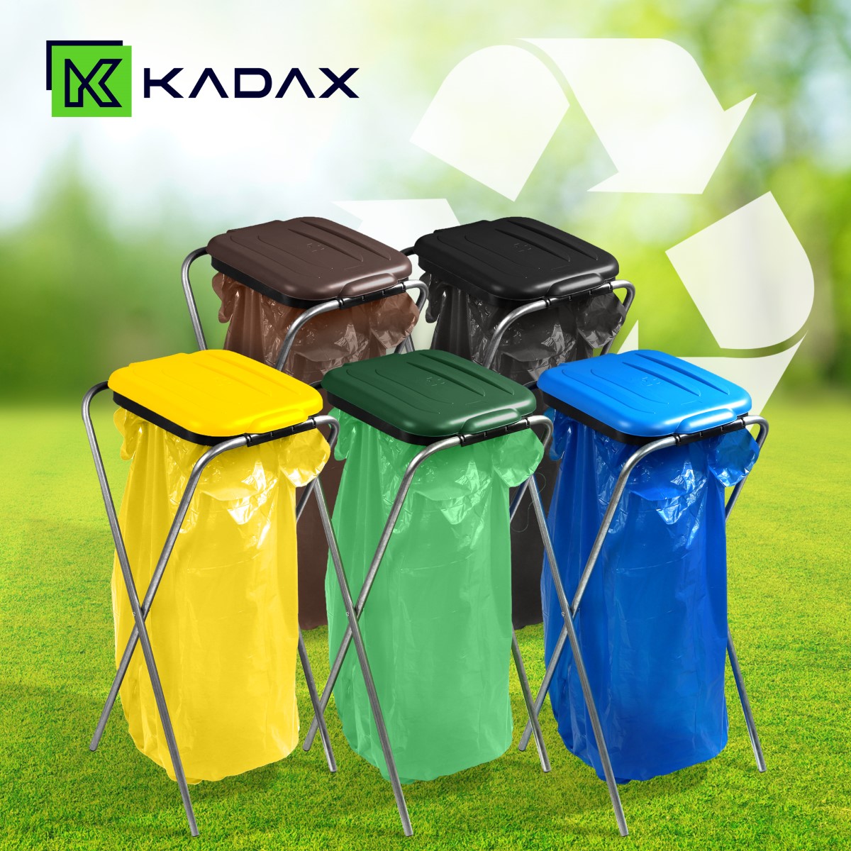 Stojak na worek do segregacji śmieci Bakel pojedynczy żółty