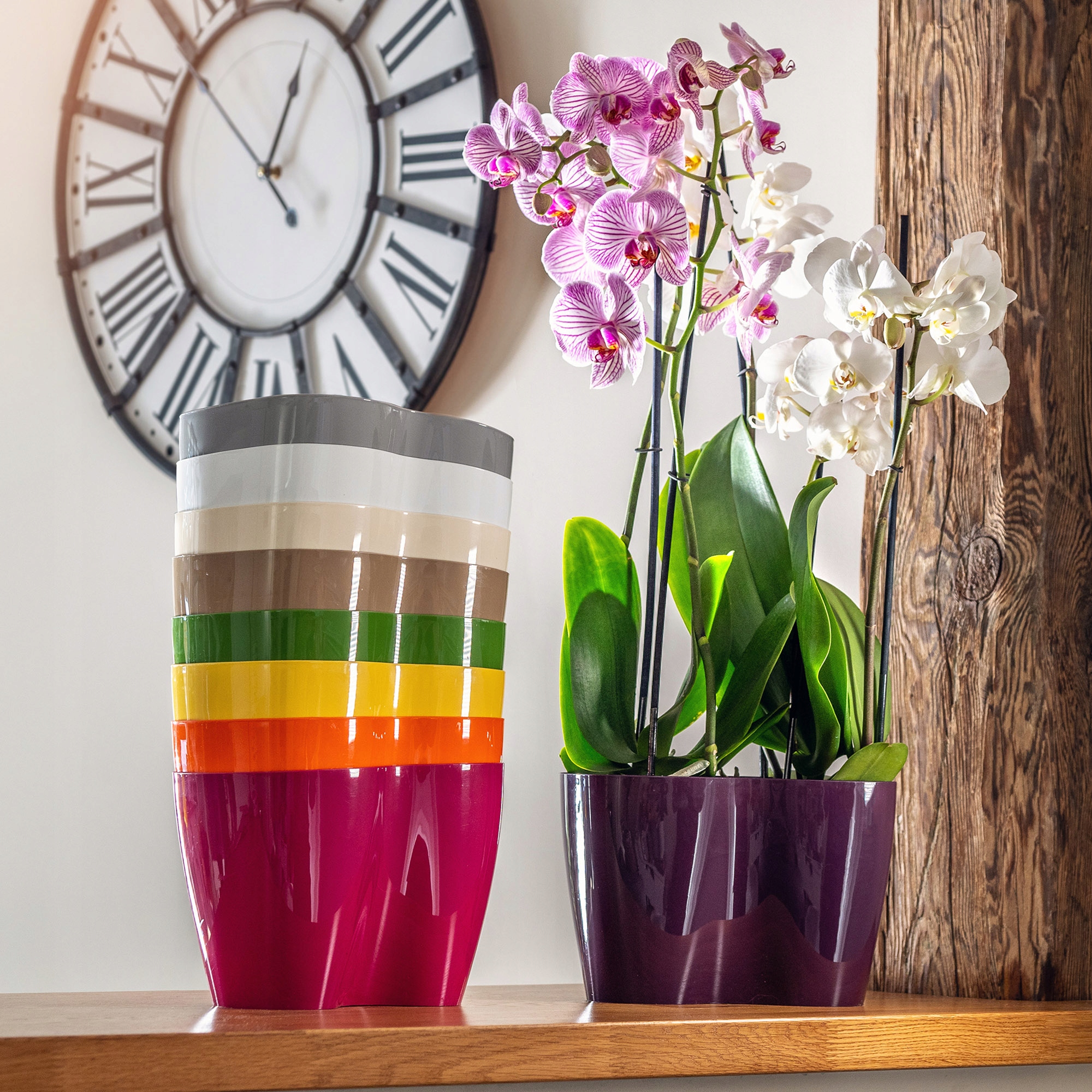 Doniczka do storczyków podwójna Fermo 15 x 23 cm, beżowa