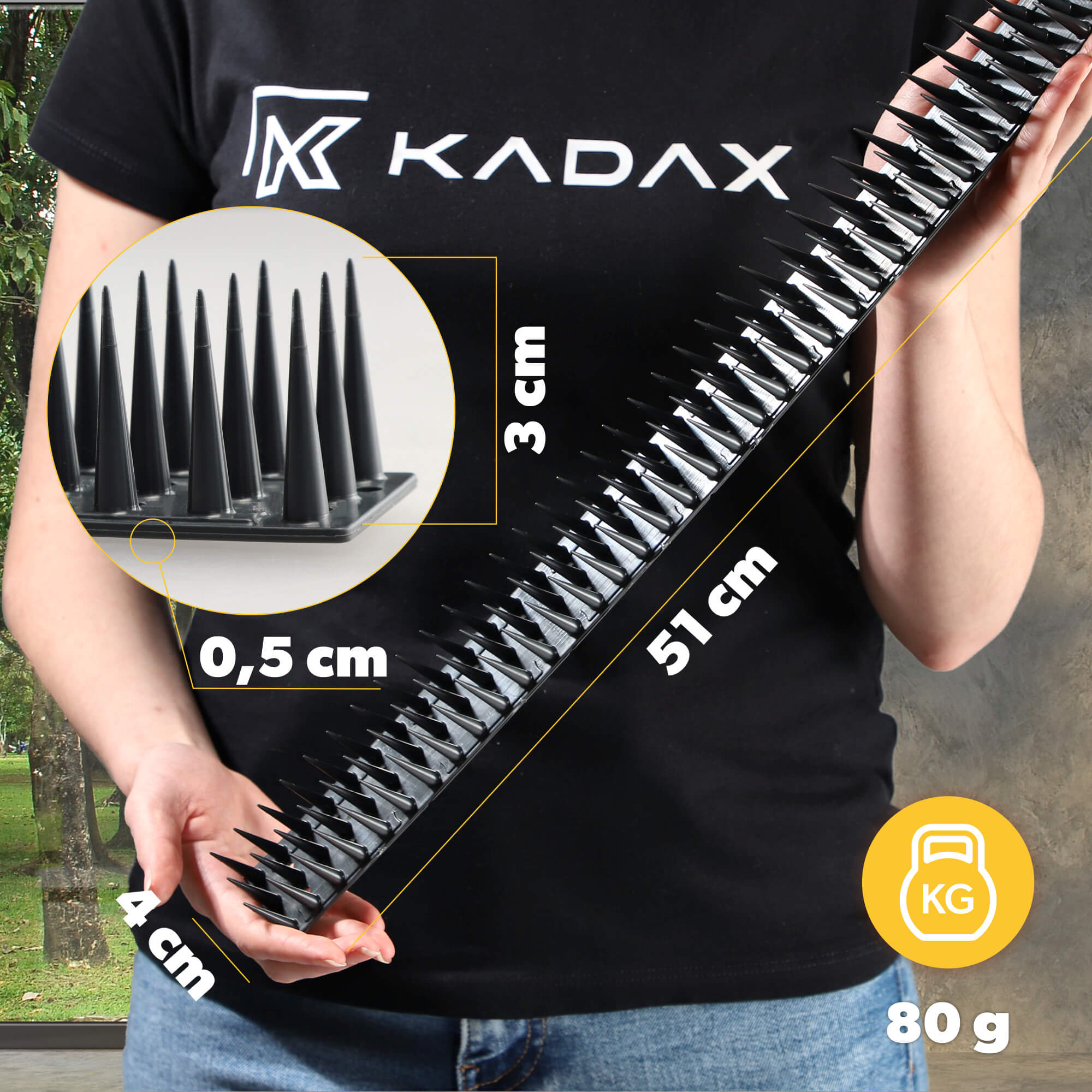 Plastikowe kolce ochronne na ptaki Arcas, czarne, 24 szt.