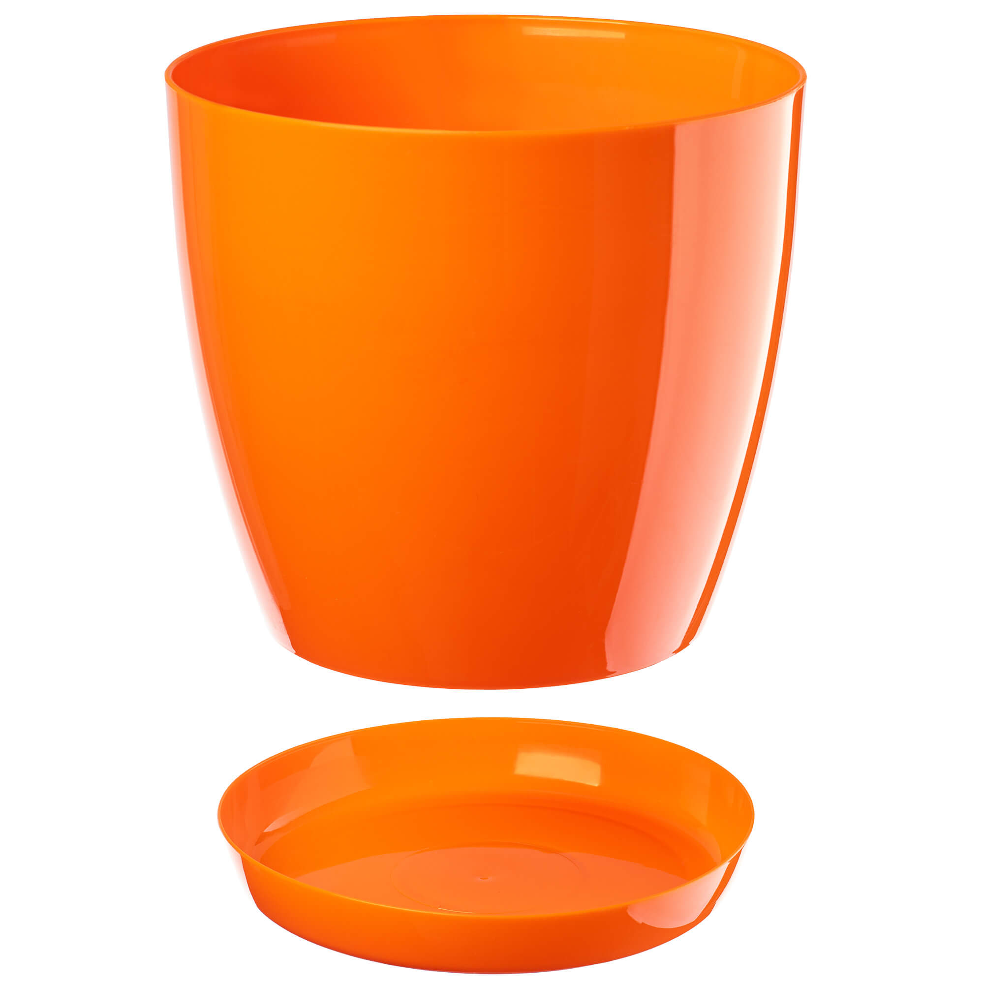 Doniczka na kwiaty z podstawką 28 cm, pomarańczowa