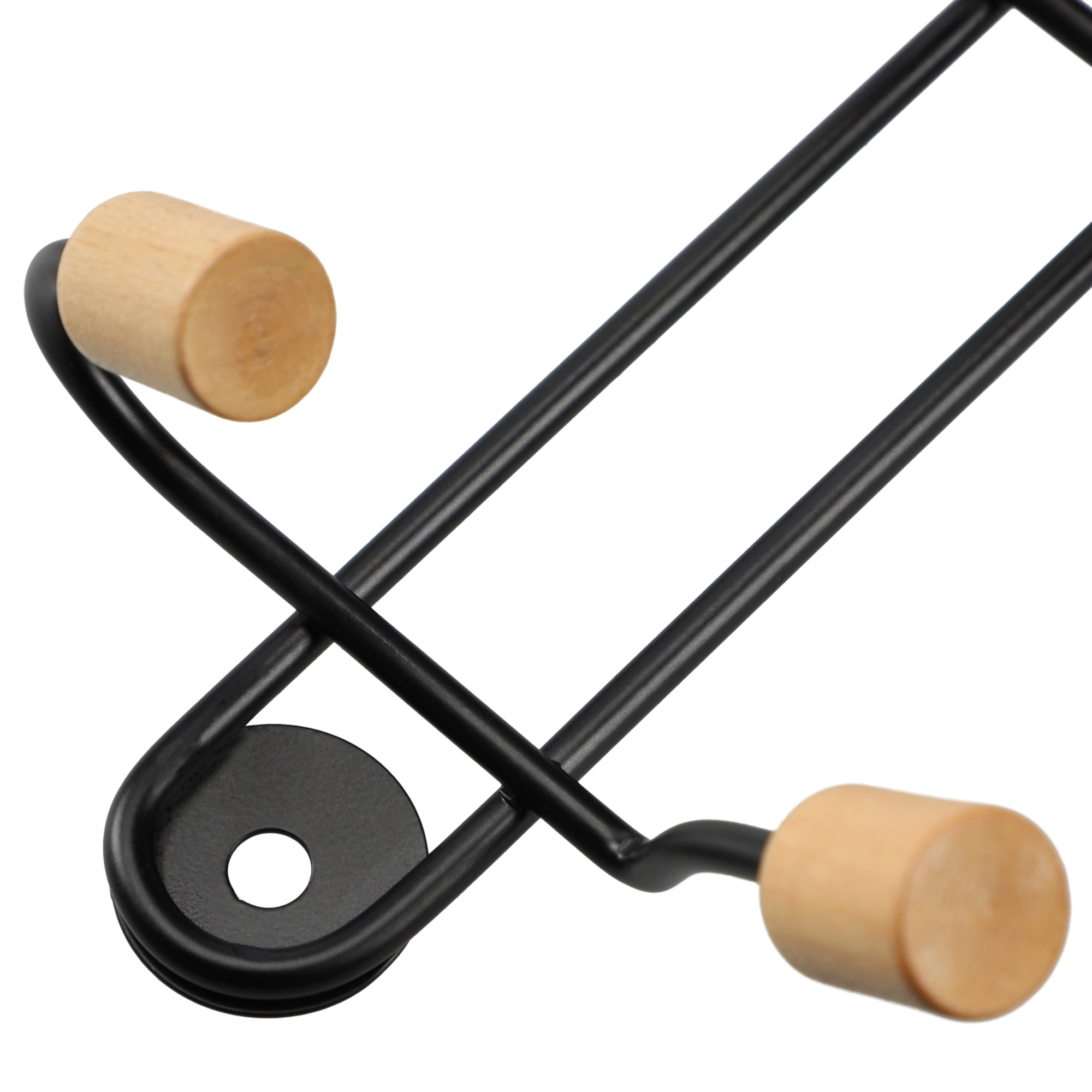 Wieszak ścienny Imola z bambusem, 4 haki, czarny