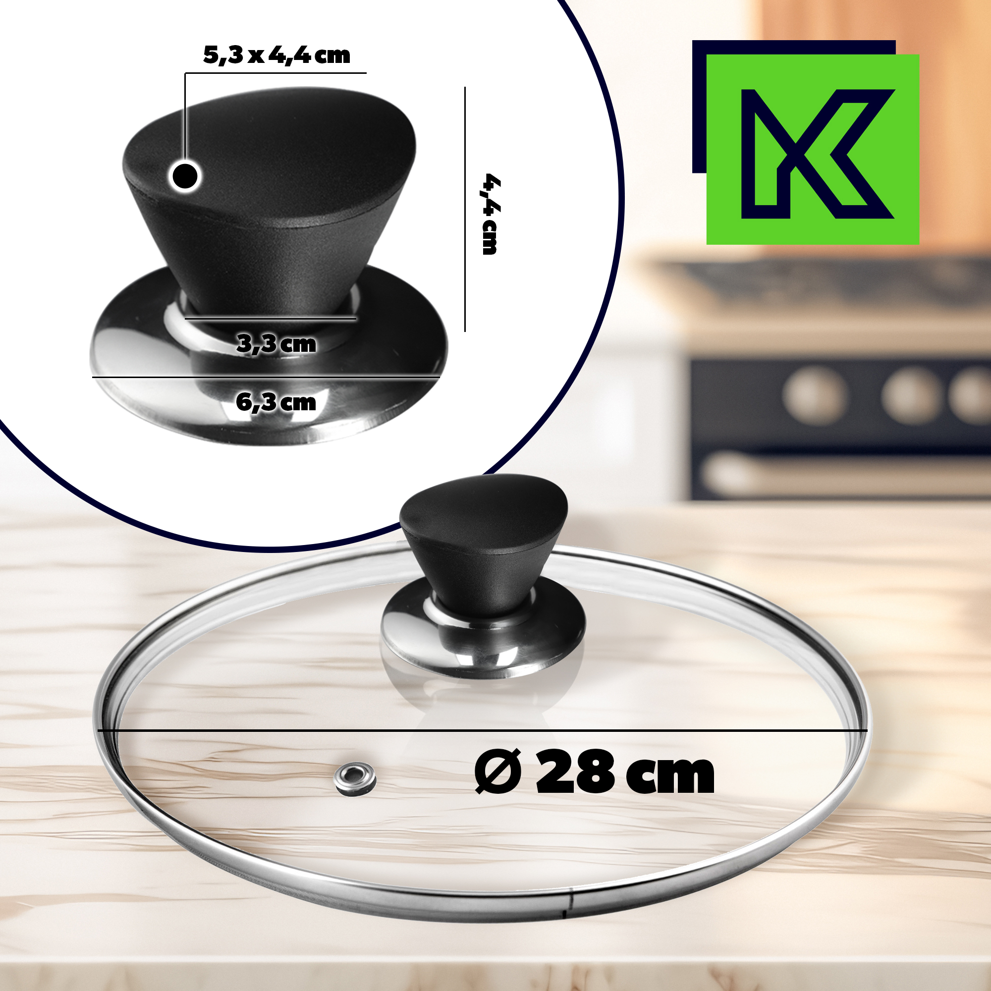 Pokrywa żaroodporna z czarnym uchwytem Taranto 28 cm