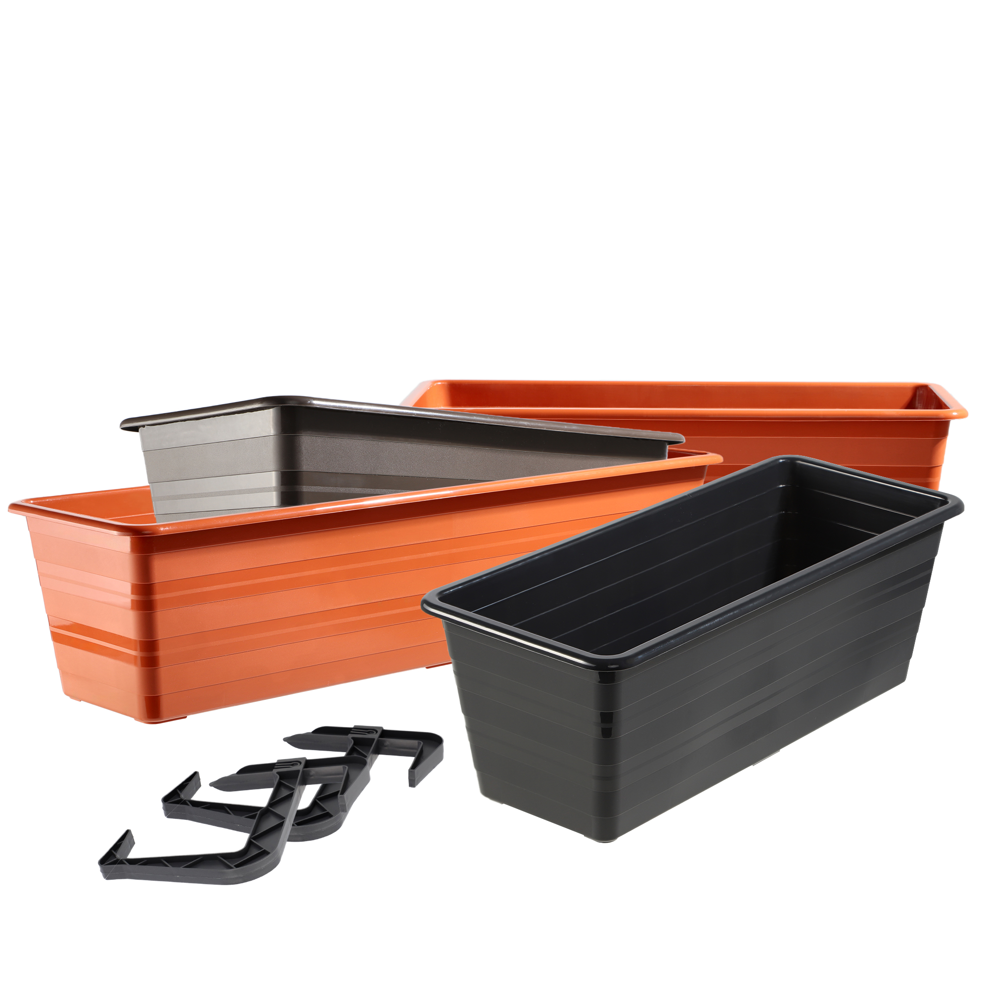 Doniczka balkonowa Cati 60 cm + podstawka 60 cm, brąz