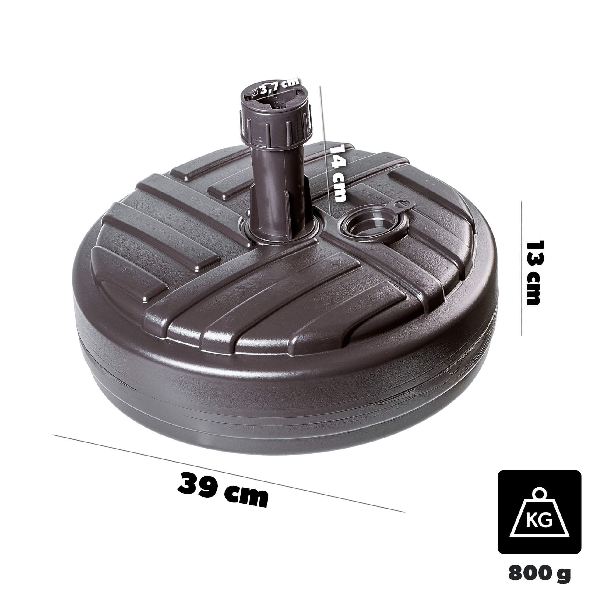 Podstawa pod parasol ogrodowy Solero w paski okrągła brąz