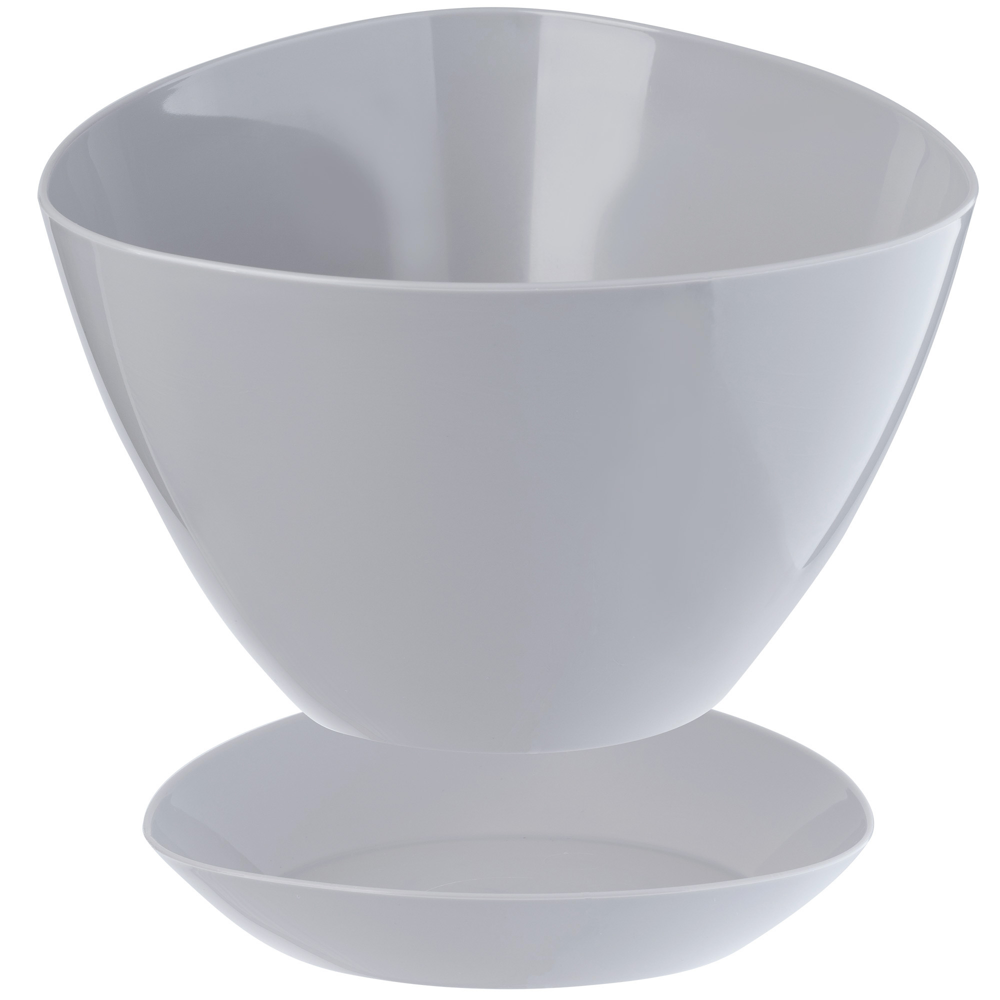 Doniczka trójkątna z podstawką 18 x 12 cm, szara