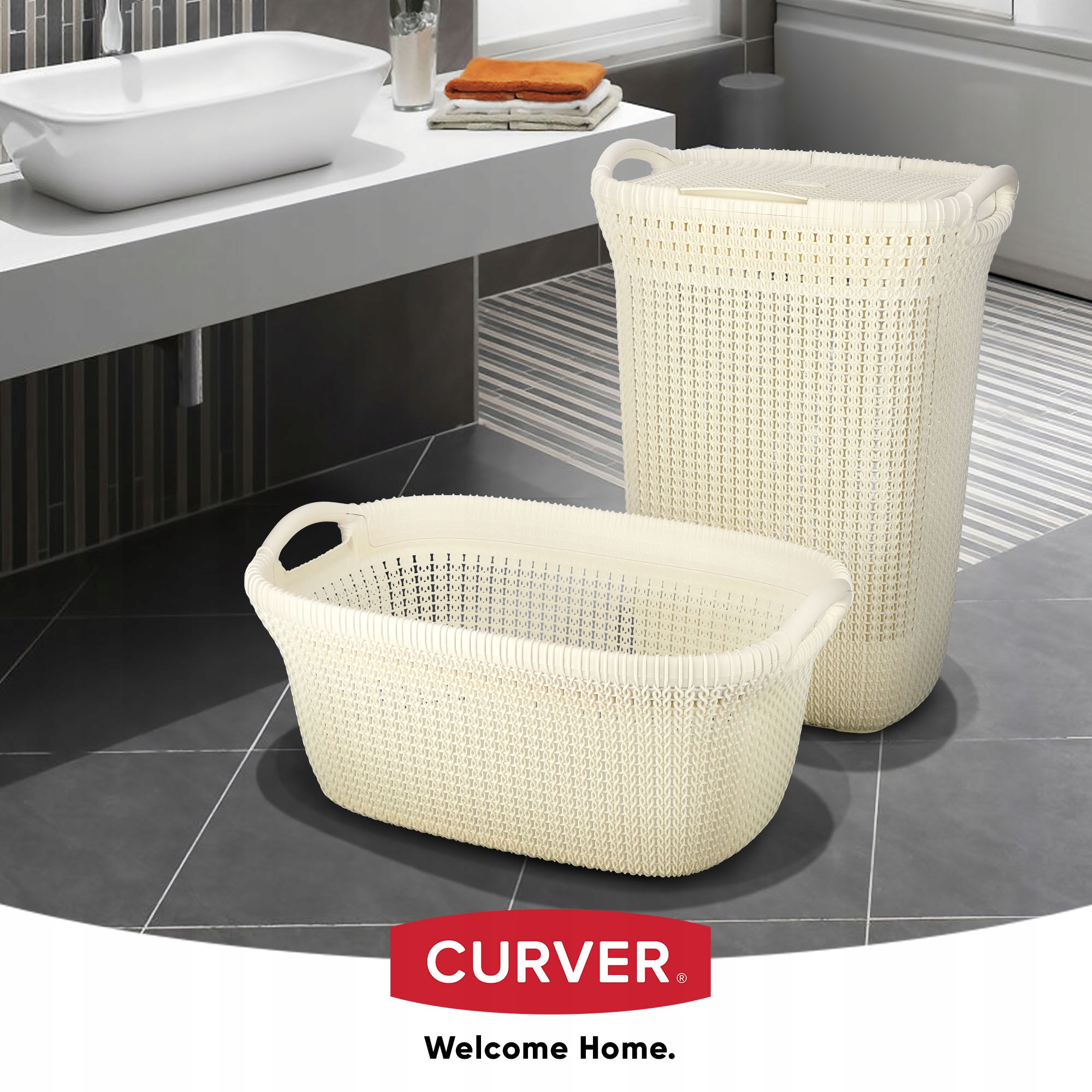 Pojemnik na bieliznę Curver Knit 40L kremowy