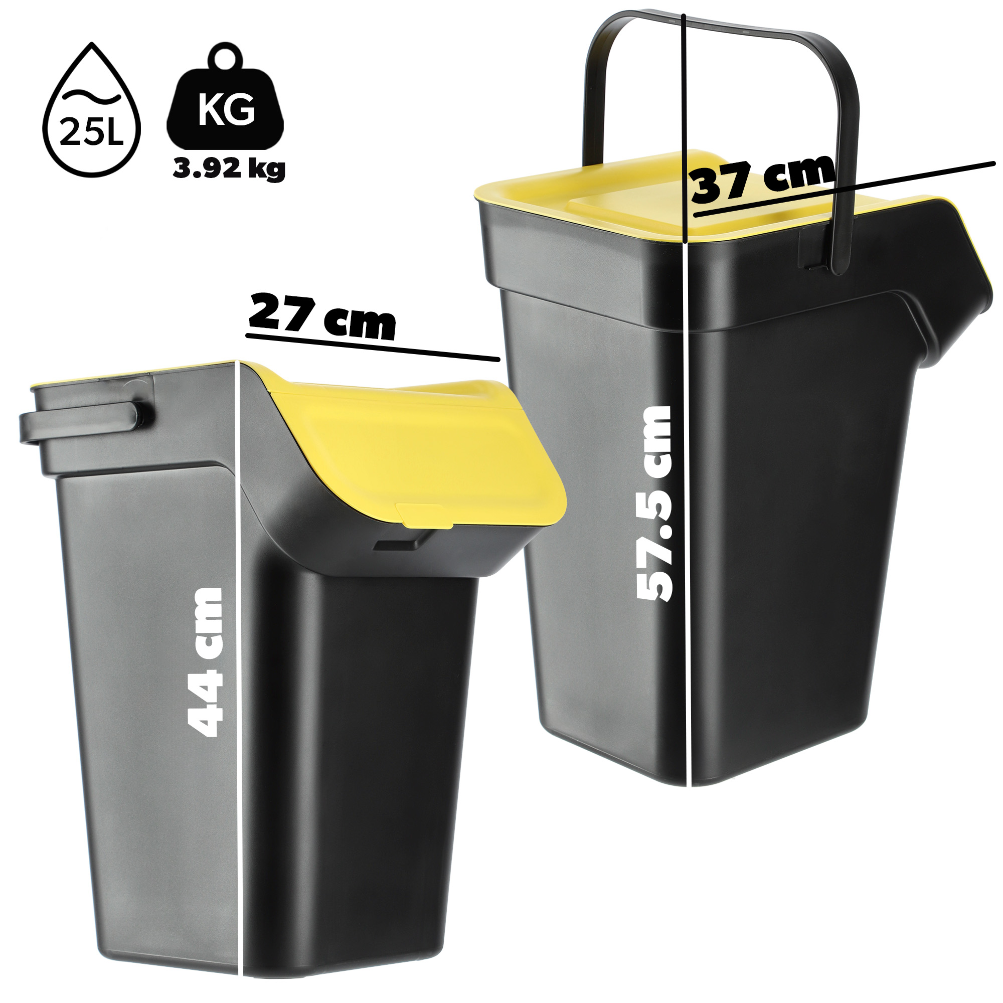 Zestaw koszy na śmieci Pagney 4x25L czarny