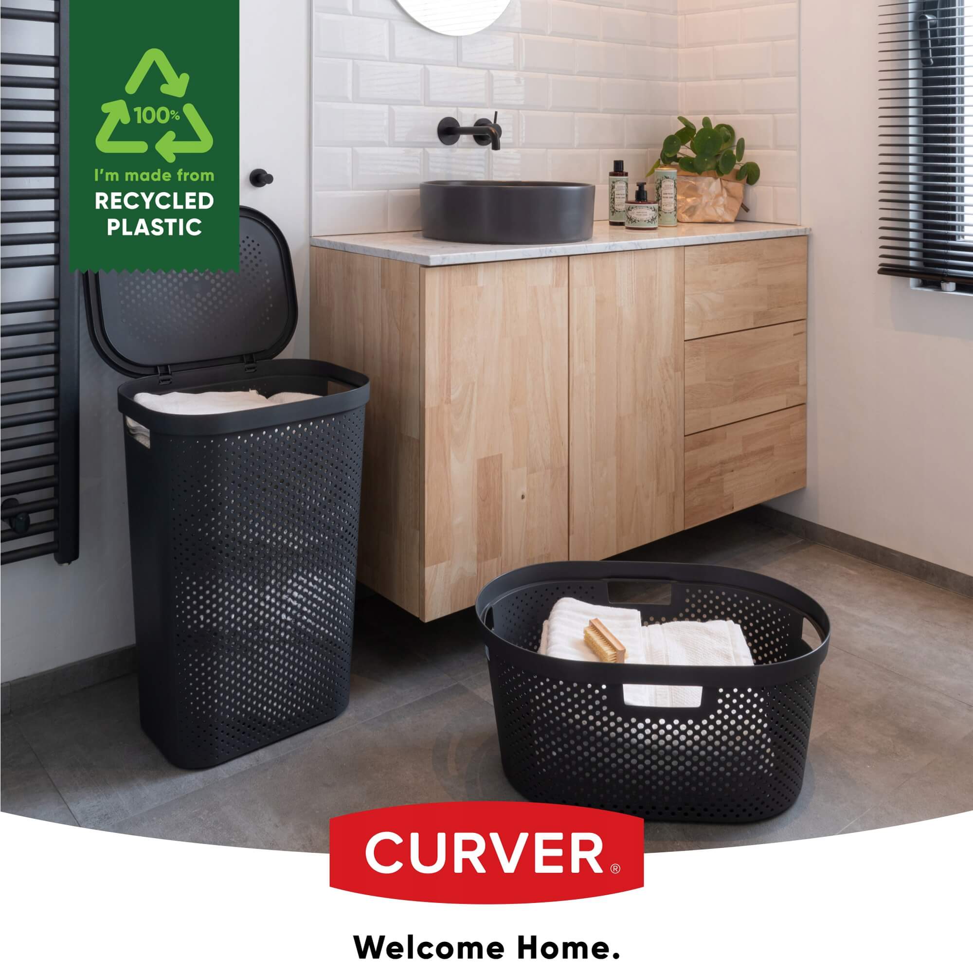 Kosze z pokrywą Curver Infinity 60L mix kolorów, 2 szt. czarny i szary