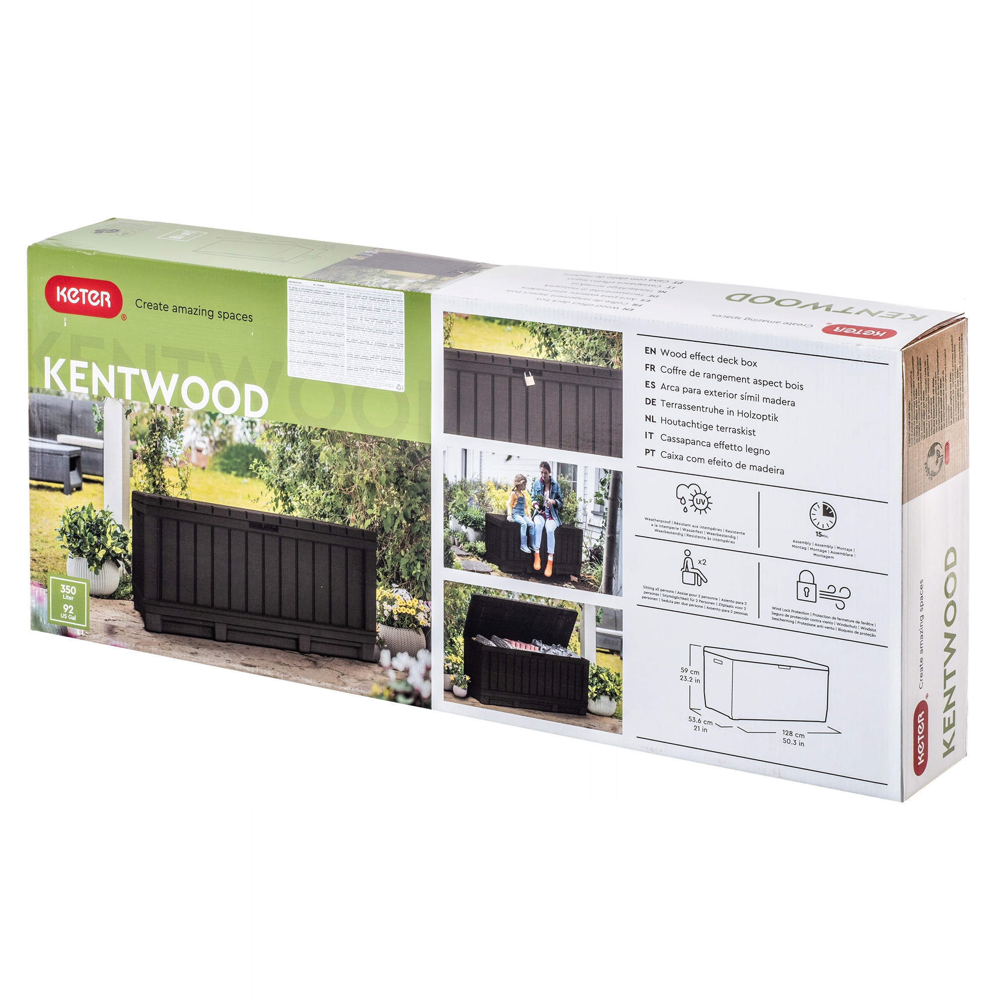 Skrzynia ogrodowa 350L Keter Kentwood Storage Box, brązowa