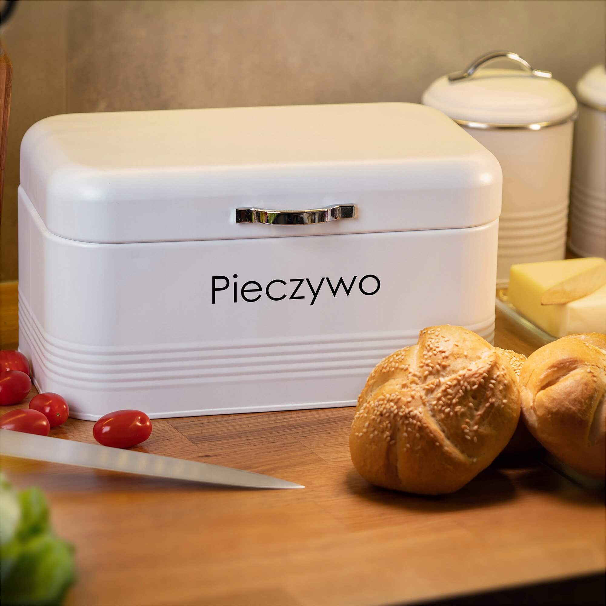 Zestaw pojemników Tufo na chleb, kawę, herbatę i cukier, biały