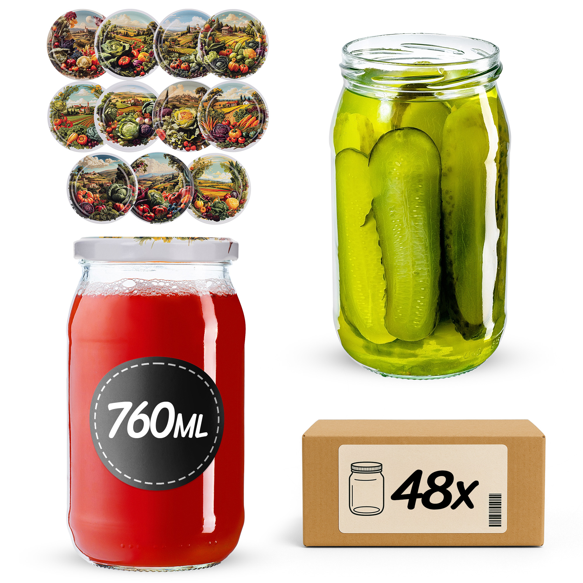 Słoiki na przetwory Niva 760ml fi82mm 48szt + wieczko Warzywa mix