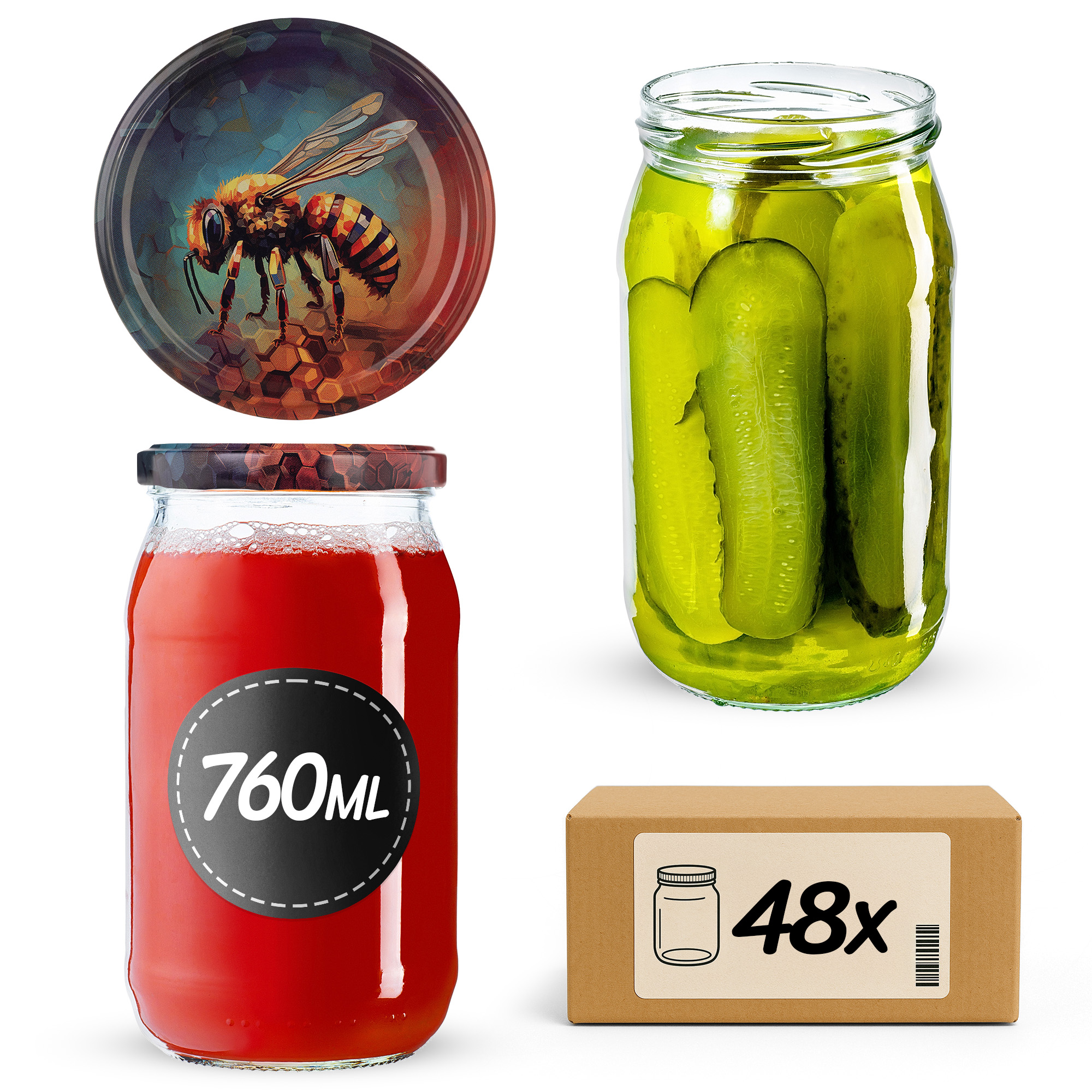 Słoiki na przetwory Niva 760ml fi82mm 48szt + wieczko Pszczoła