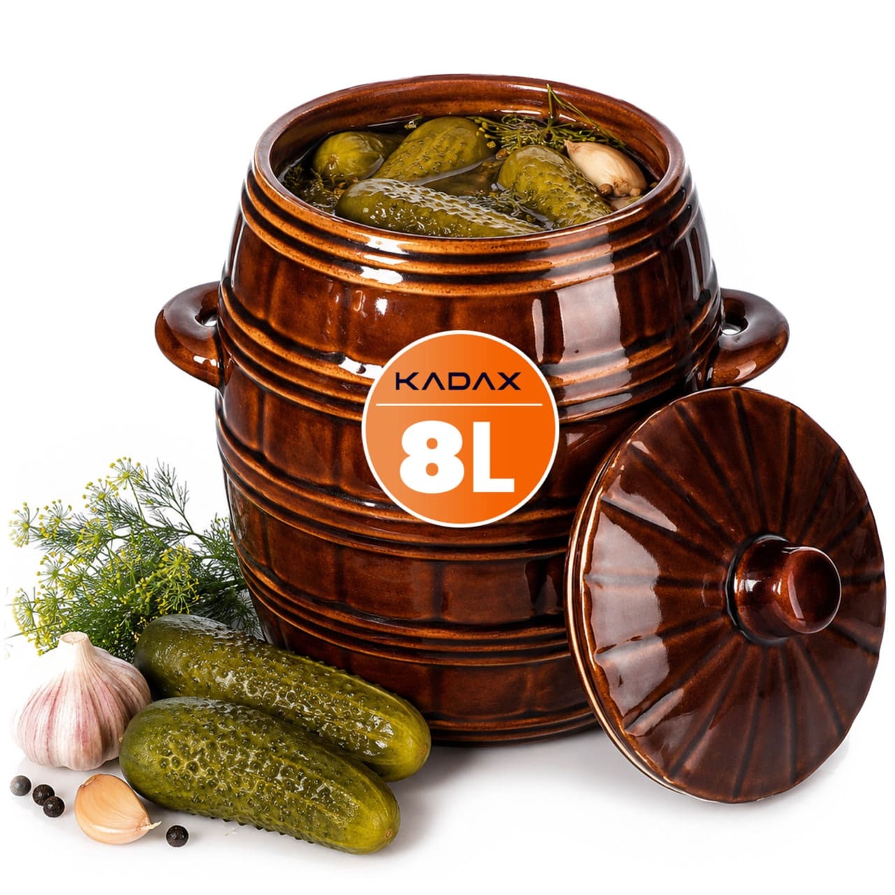 Beczka kamionkowa Helios 8L, z pokrywką