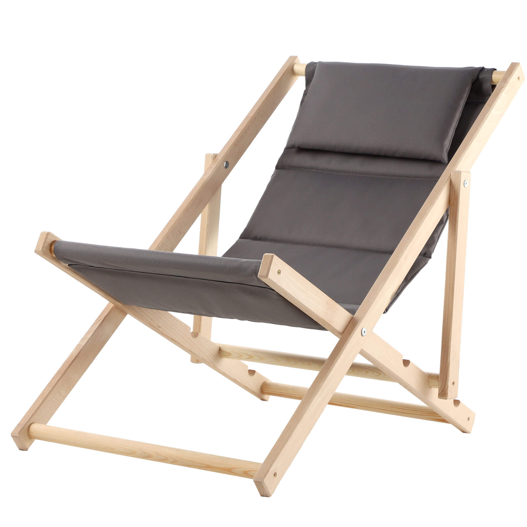 Leżak plażowy z poduszką Troia, szary