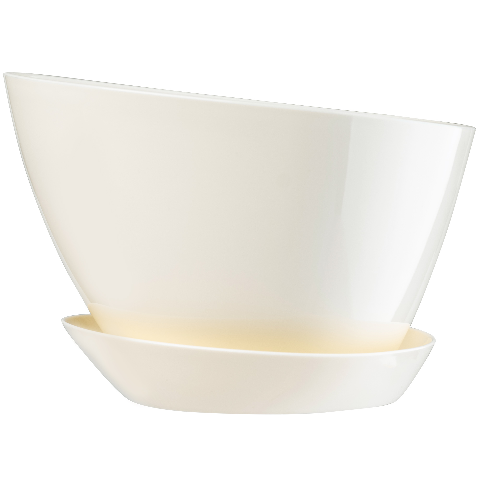 Doniczka trójkątna z podstawką 18 x 12 cm, kremowa