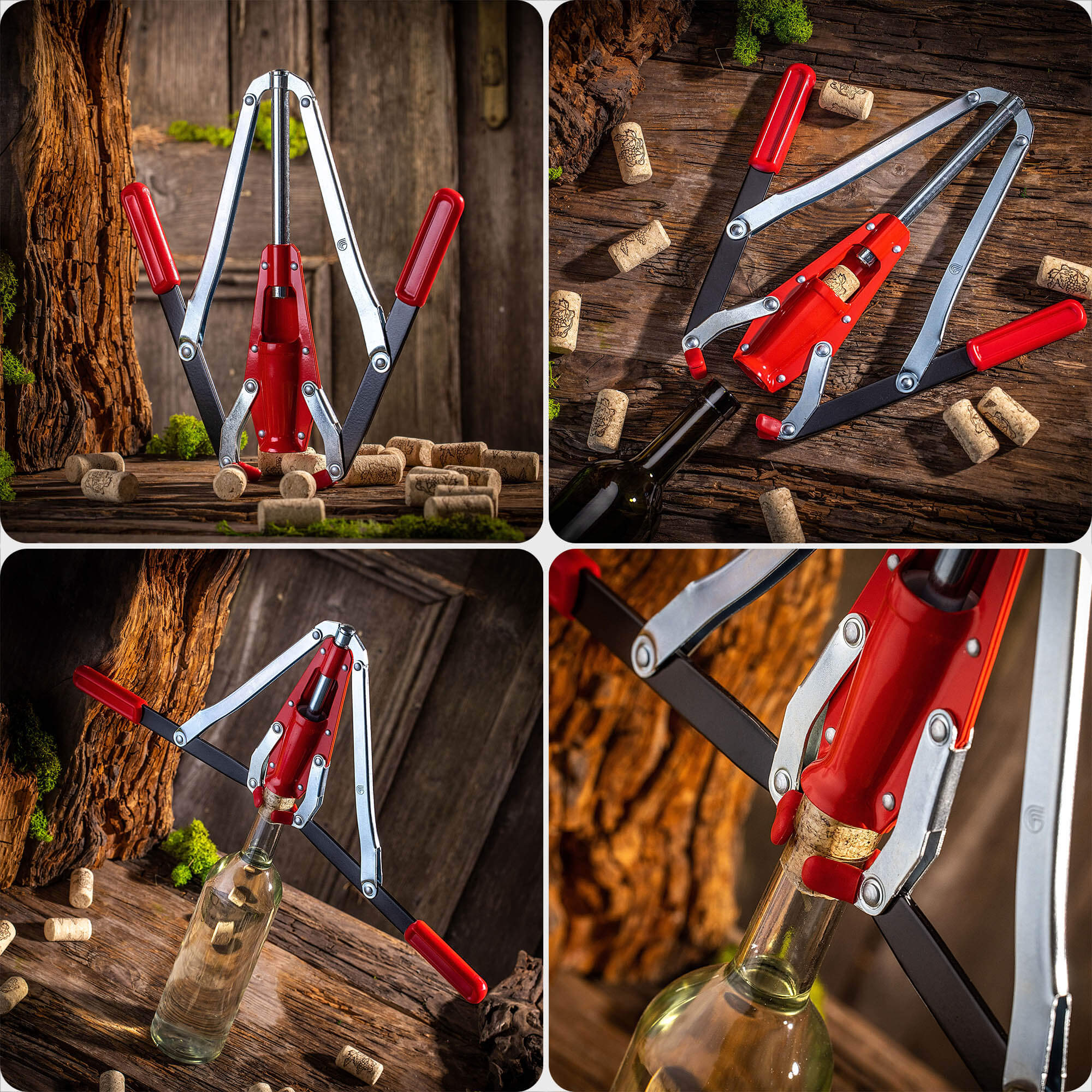 Korkownica dwuramienna Aliano 24 x 33 cm metalowa czerwona