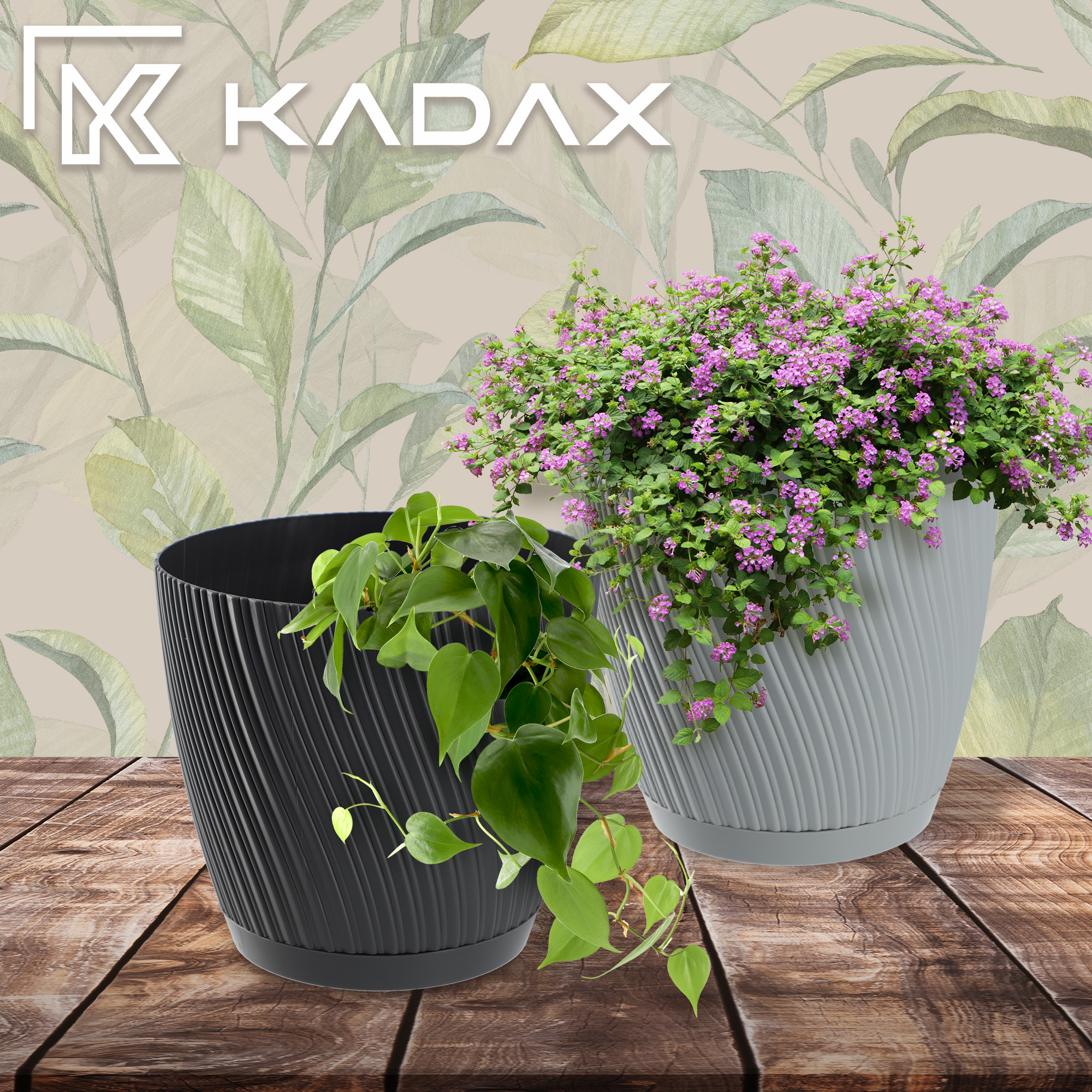 Doniczka z podstawką Tubas 13 cm, platyna