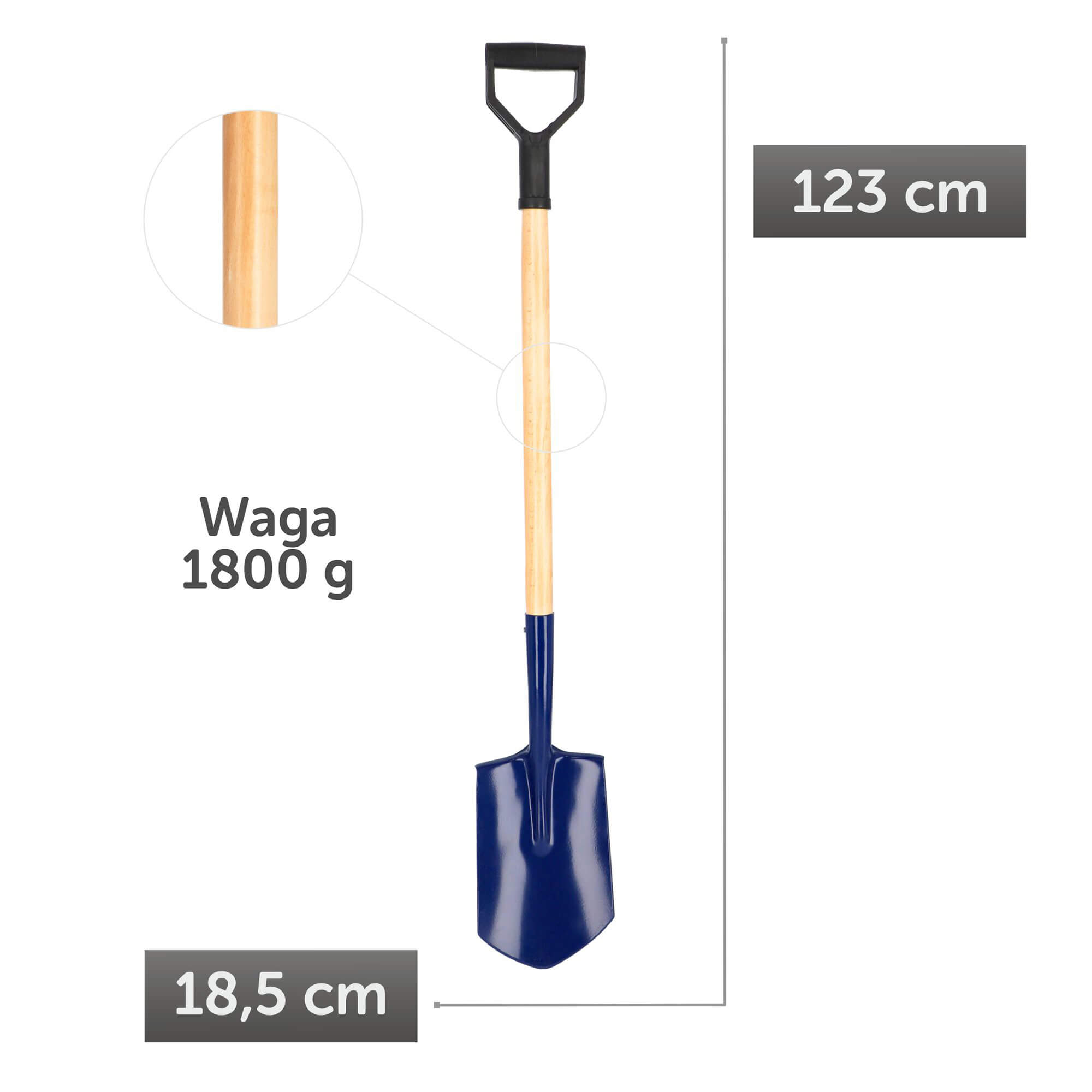 Szpadel metalowy Cuchet 18 x 123 cm, niebieski