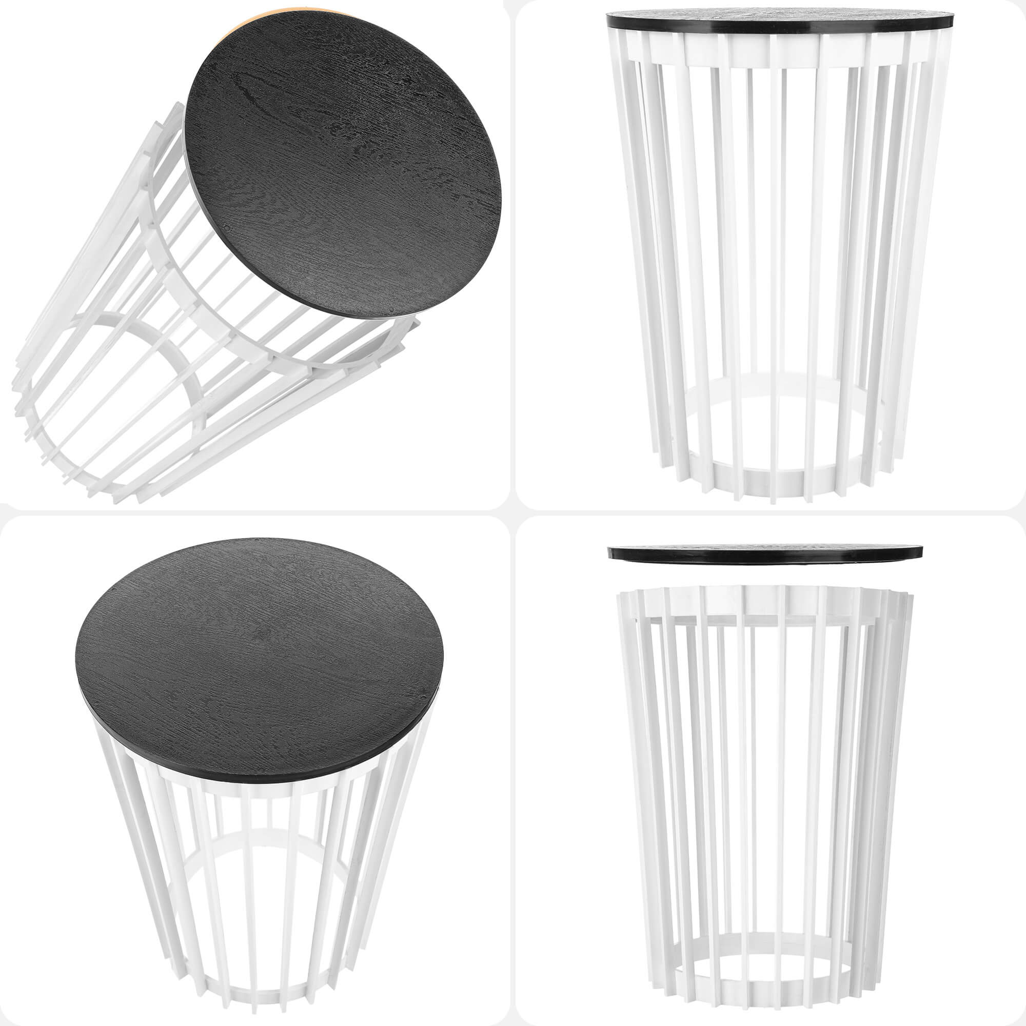 Kwietnik dwustronny Aytre 40 cm biały + blat czarny