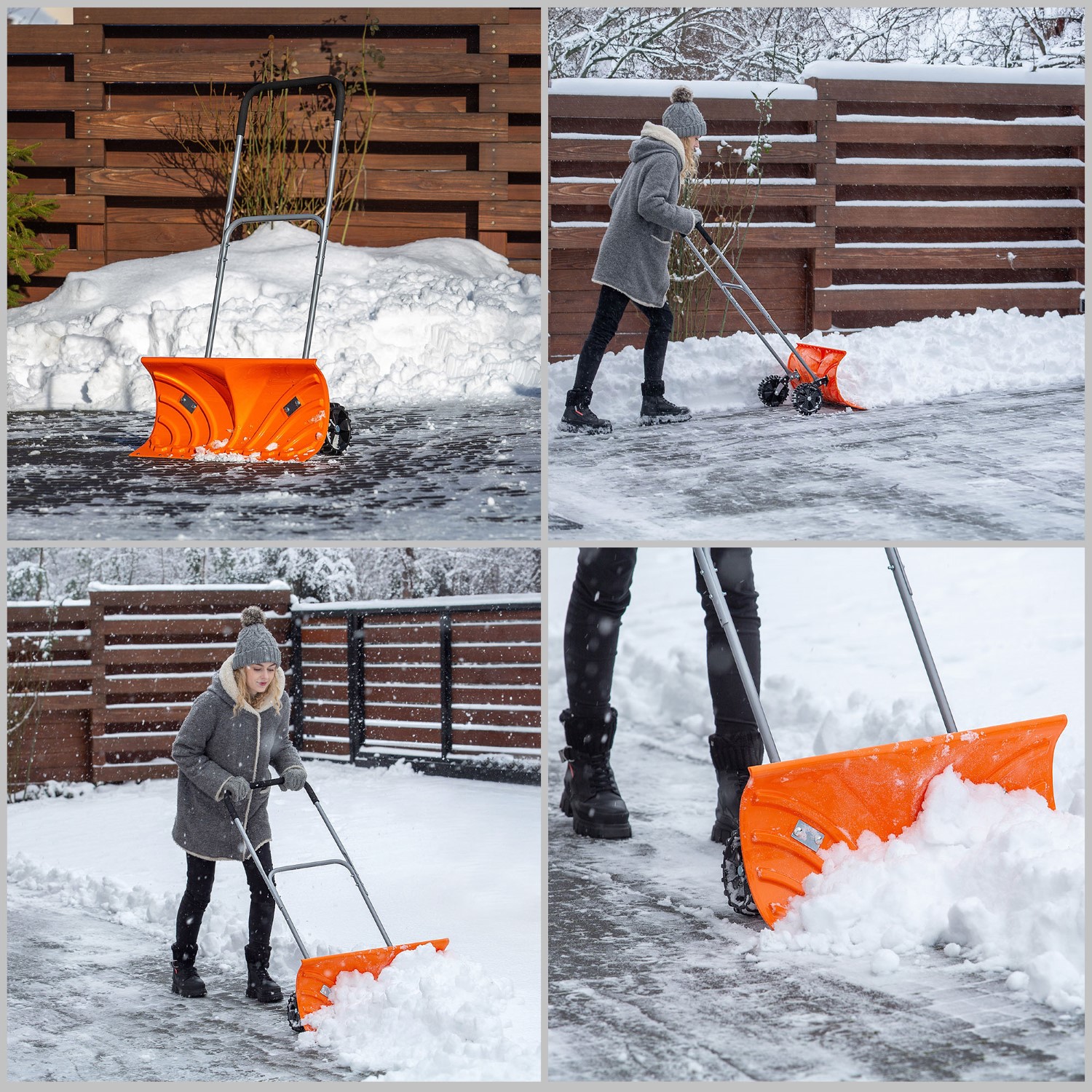 Pług do śniegu Dunet z kołami 102cm pomarańczowy