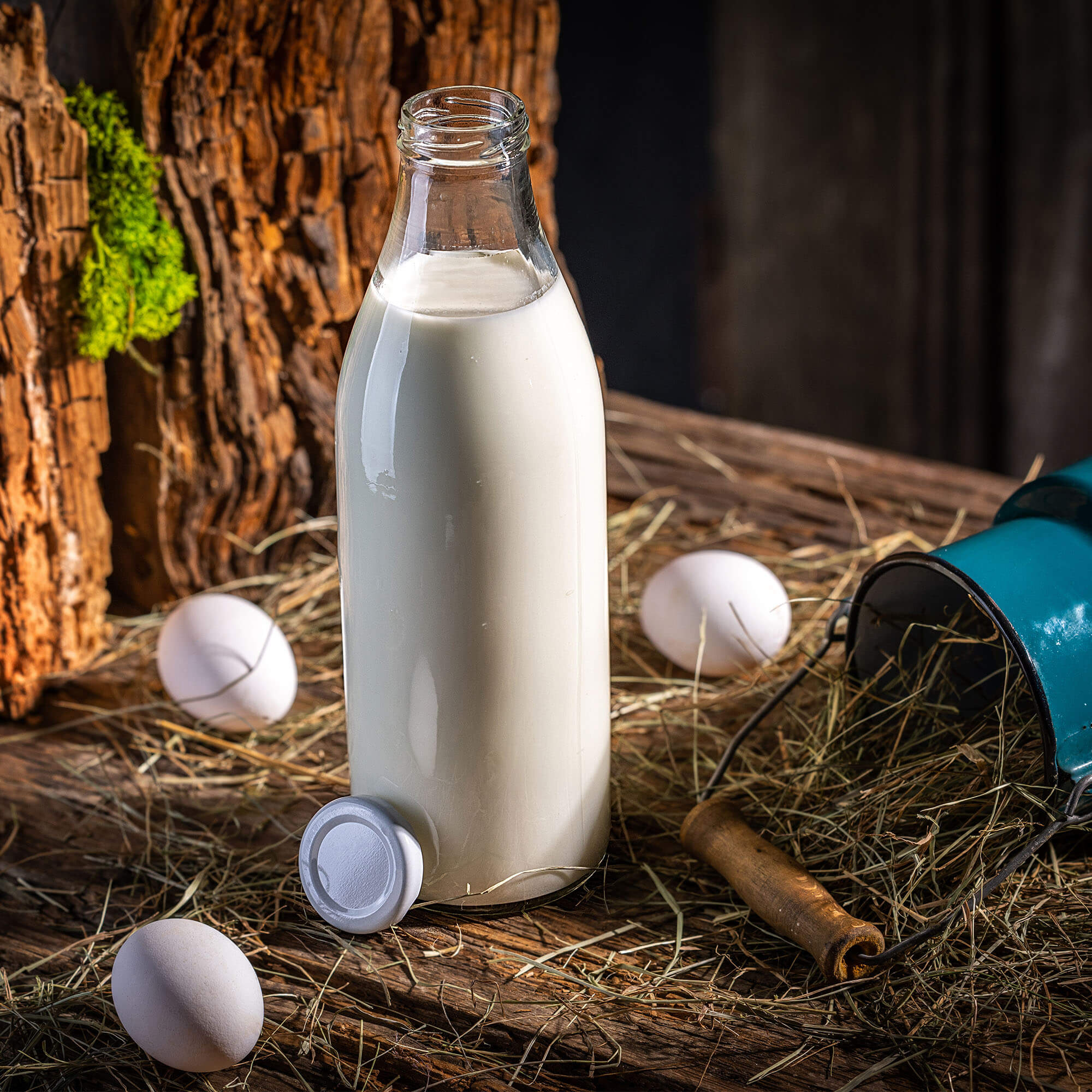 Szklana butelka na mleko Arre 1L z białą zakrętką fi 43mm 1 szt.