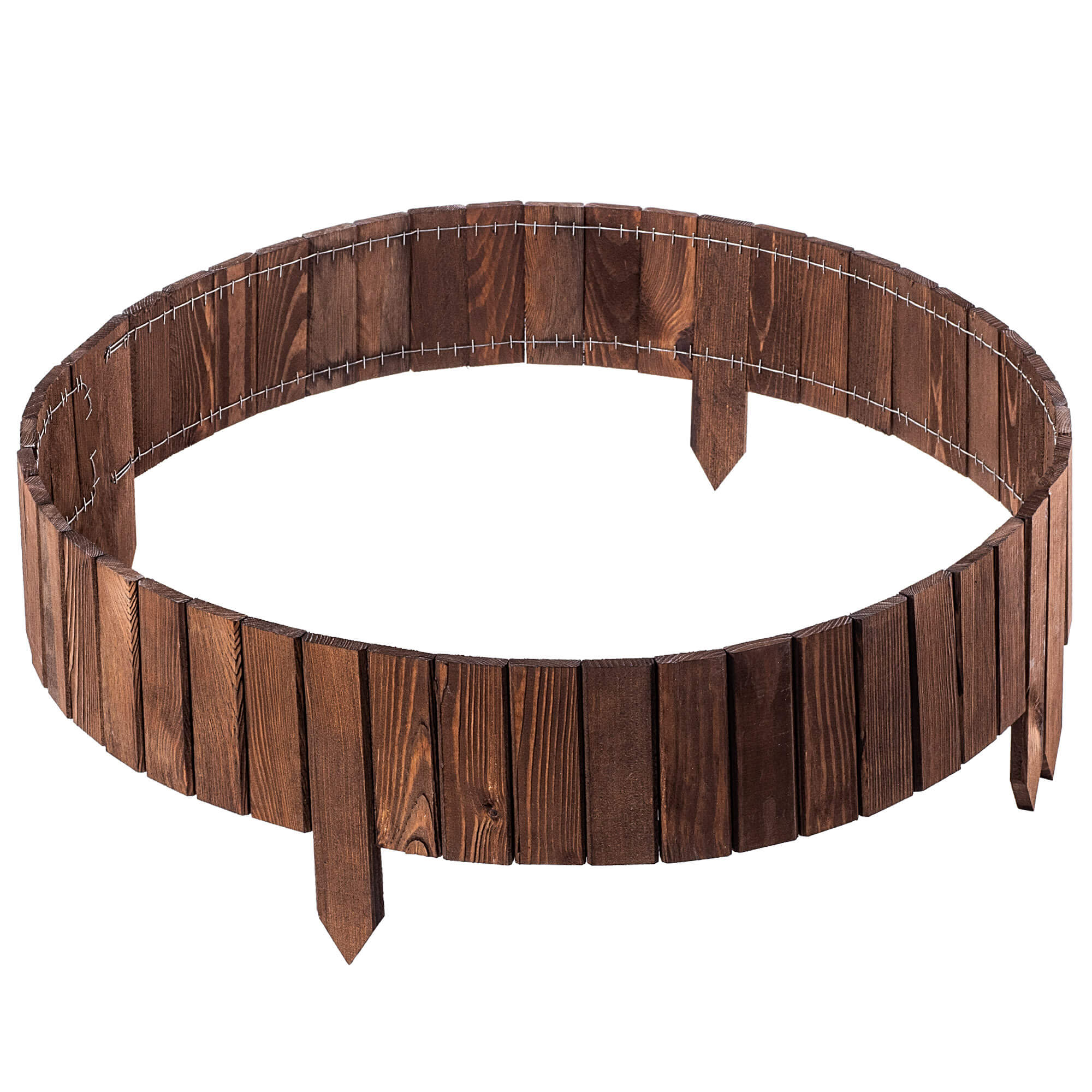 Płotek drewniany rollborder Ansjo obrzeże 115 x 15 cm brązowy