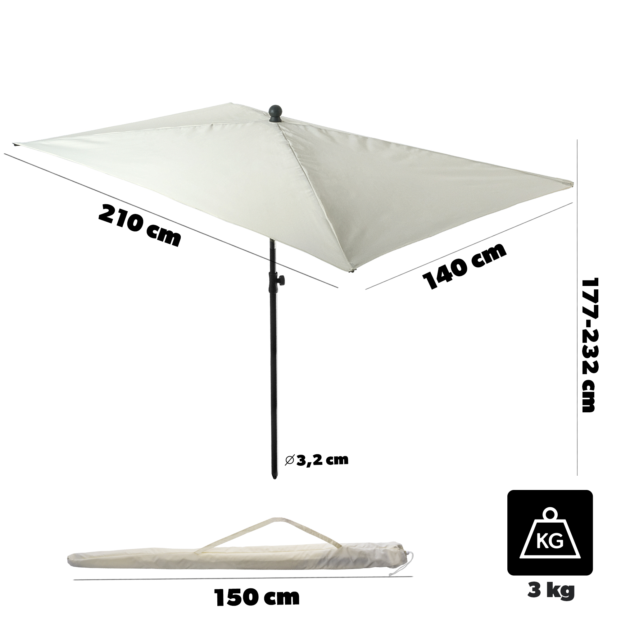 Parasol balkonowy Talaia beżowy 210x140cm