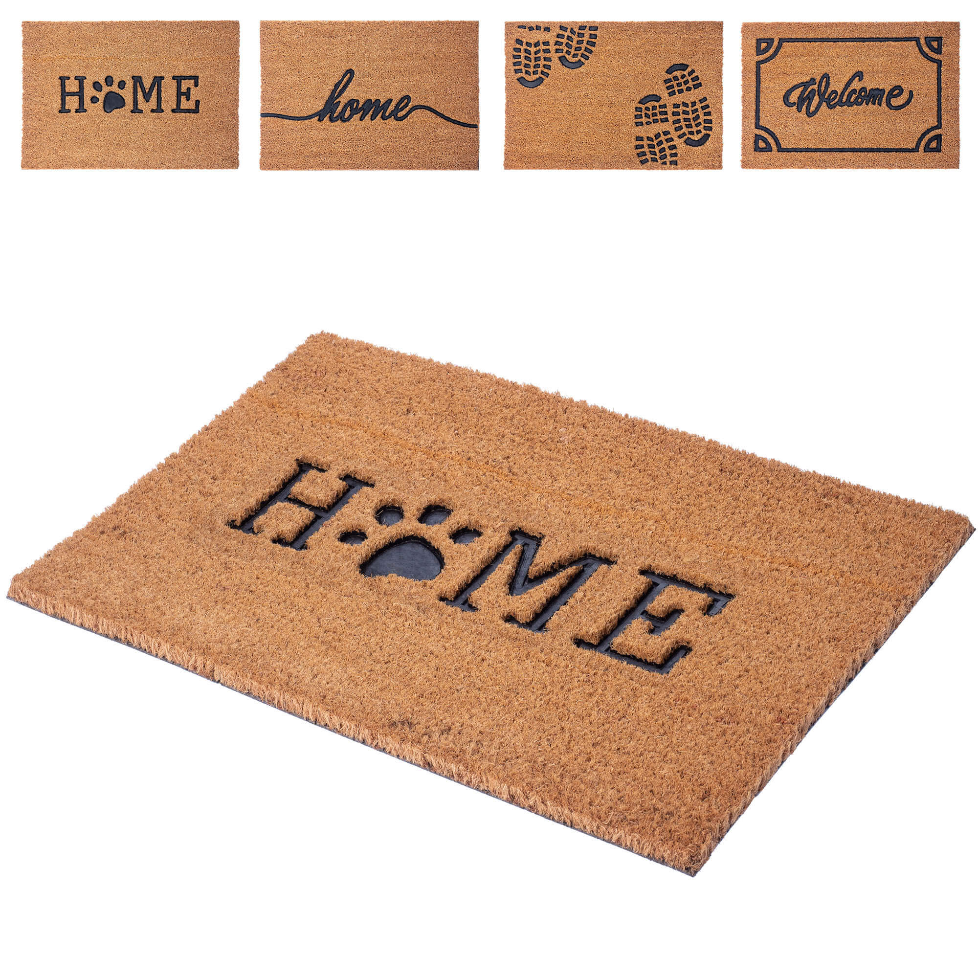 Wycieraczka pod drzwi „Home" z łapką 60 x 40 cm, brązowa