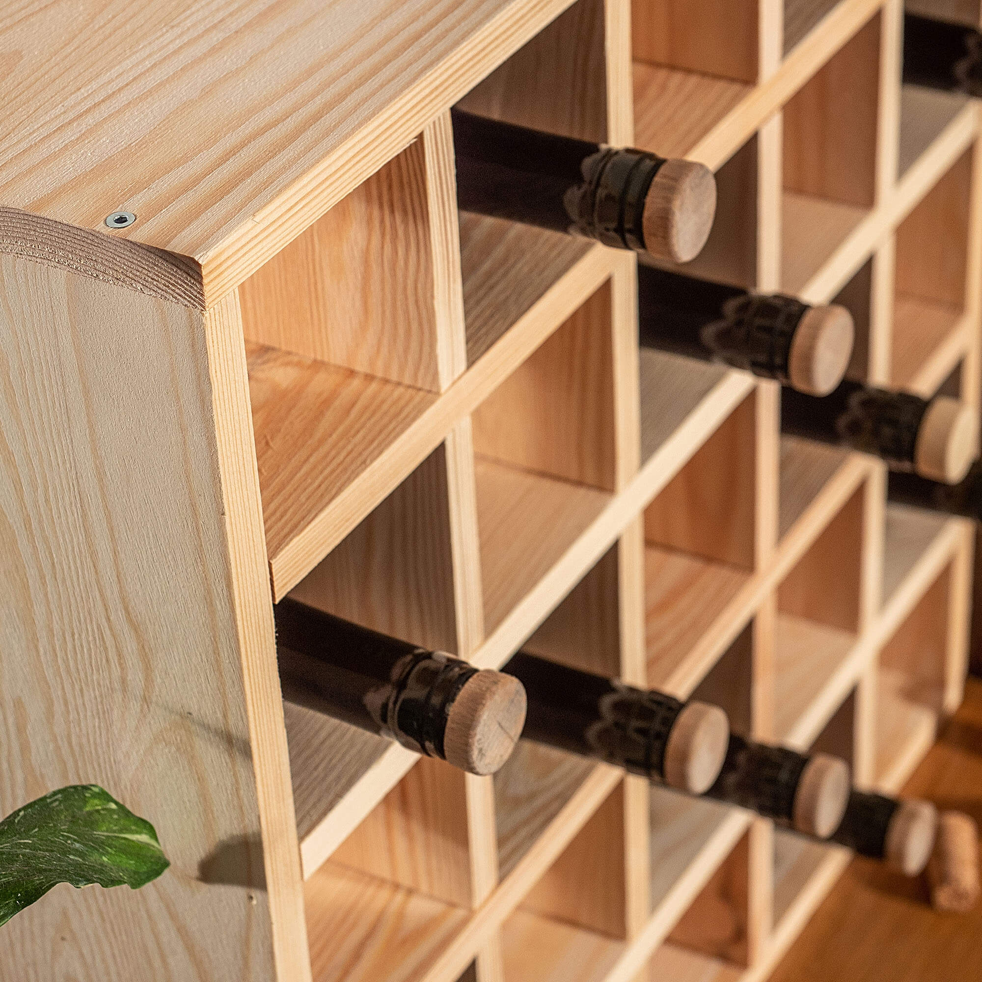 Regał na wino Loreo szachownica drewniany jasny brąz