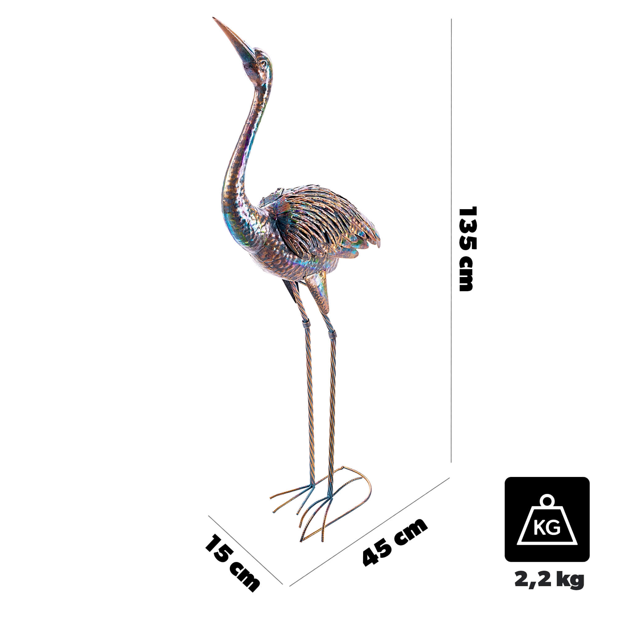Figura ogrodowa Esson czapla złota stalowa 135 cm
