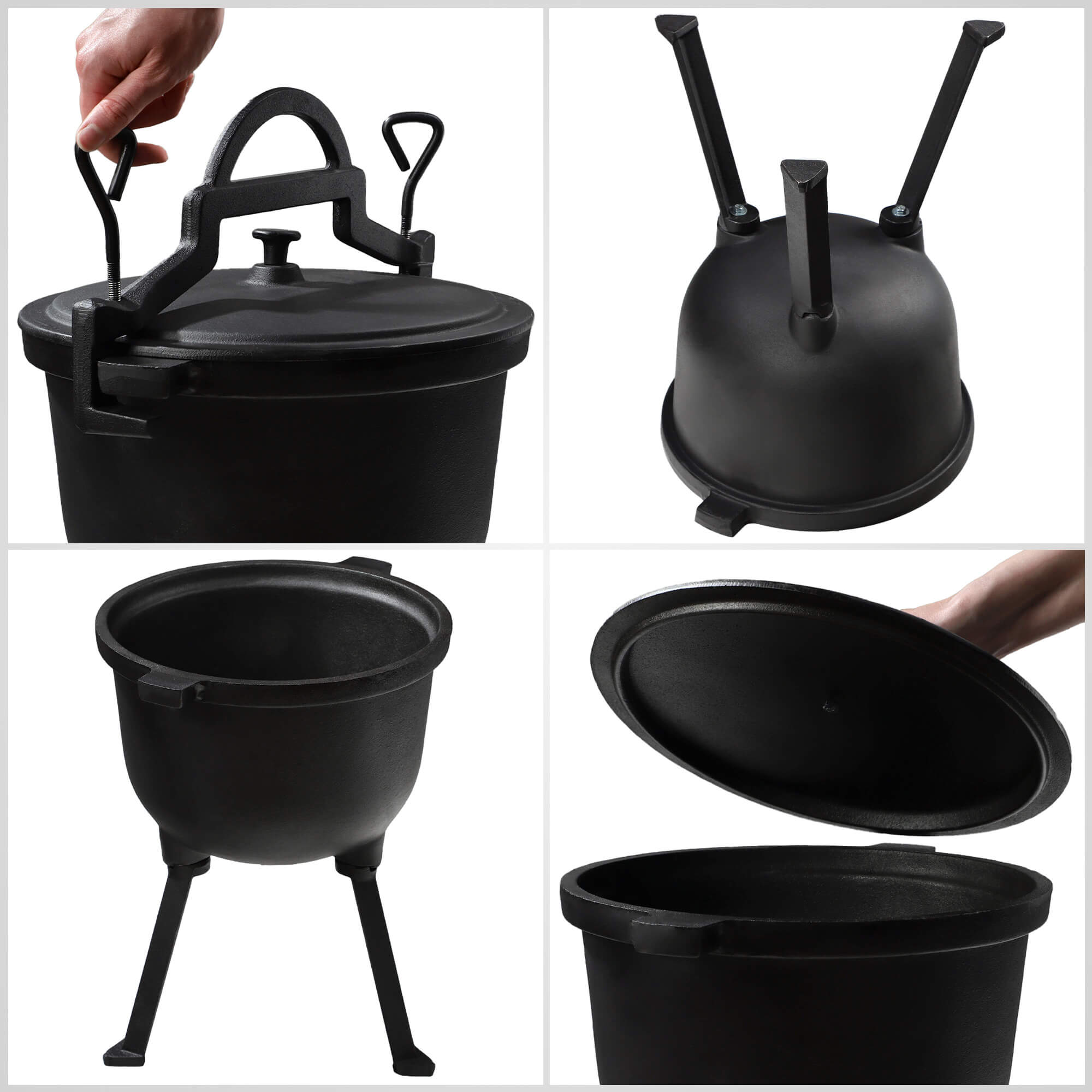 Kociołek myśliwski żeliwny Hagen 10L, czarny