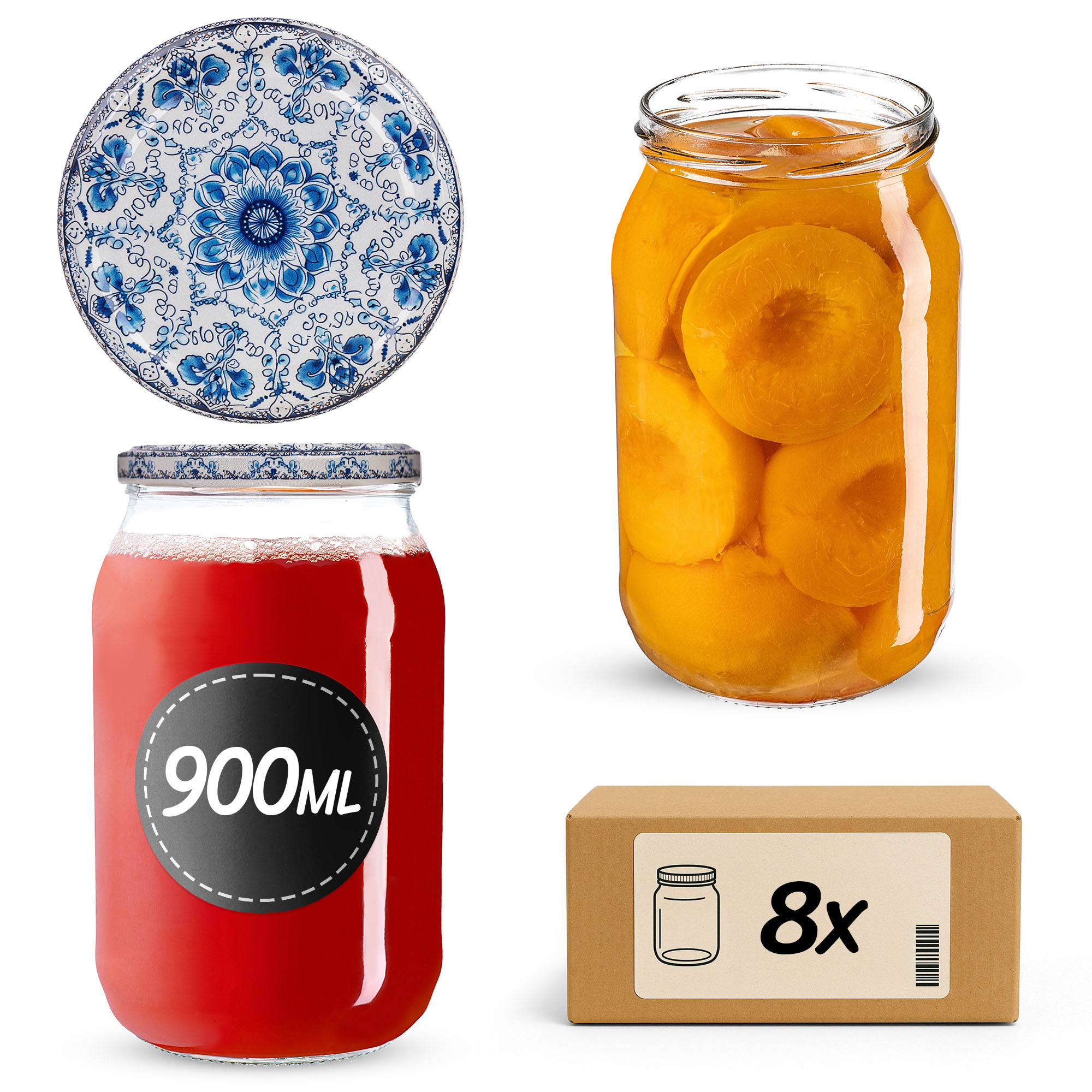 Słoiki na przetwory Simo 900ml fi82mm 8szt + wieczko Ceramics 2