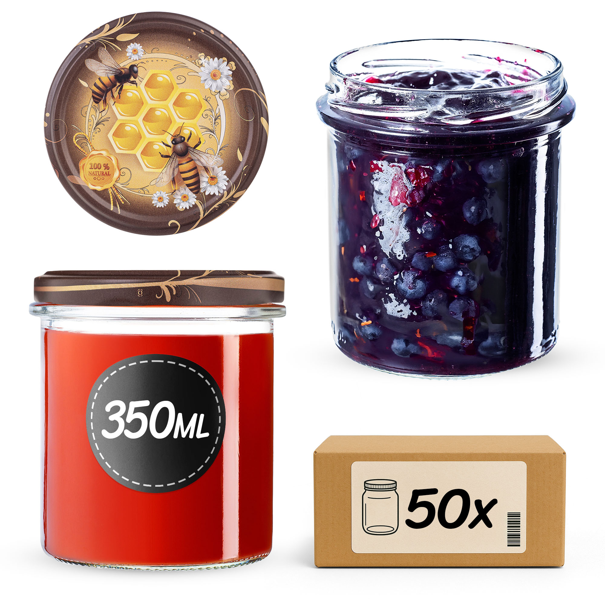 Słoiki na przetwory Avila 350ml fi82mm 50szt + wieczko Miód
