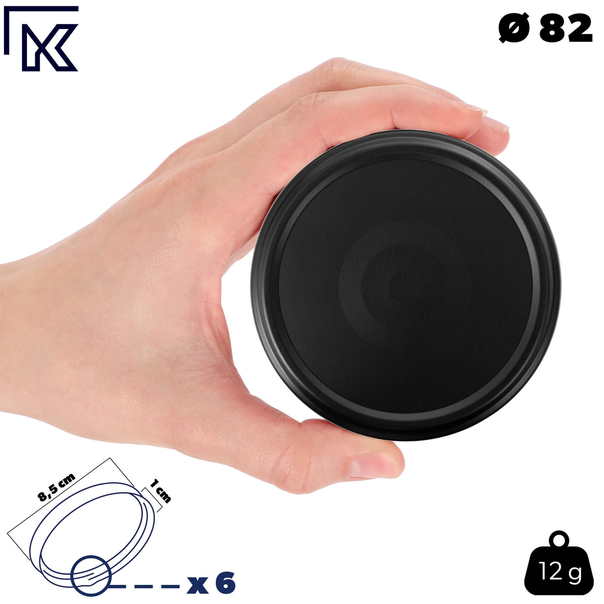 Słoiki na przetwory Denia 250ml 10szt 82mm + wieczko "Czarny mat"