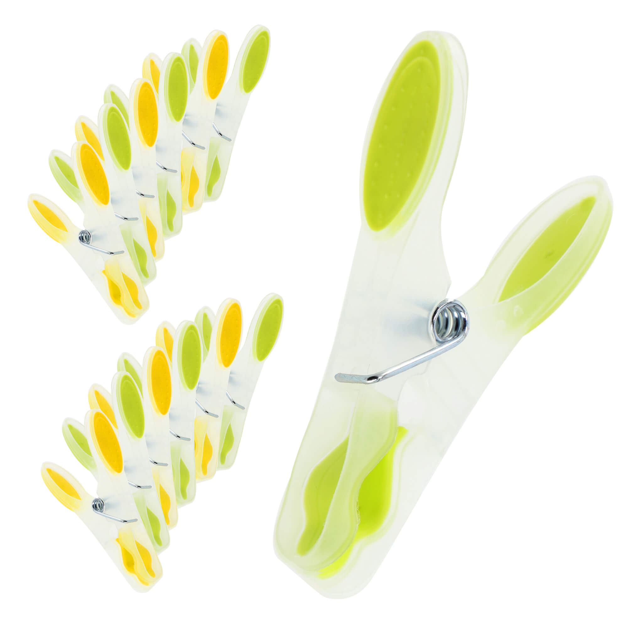 Plastikowe klamerki do bielizny Luant , zielono-żółte, 12 szt.
