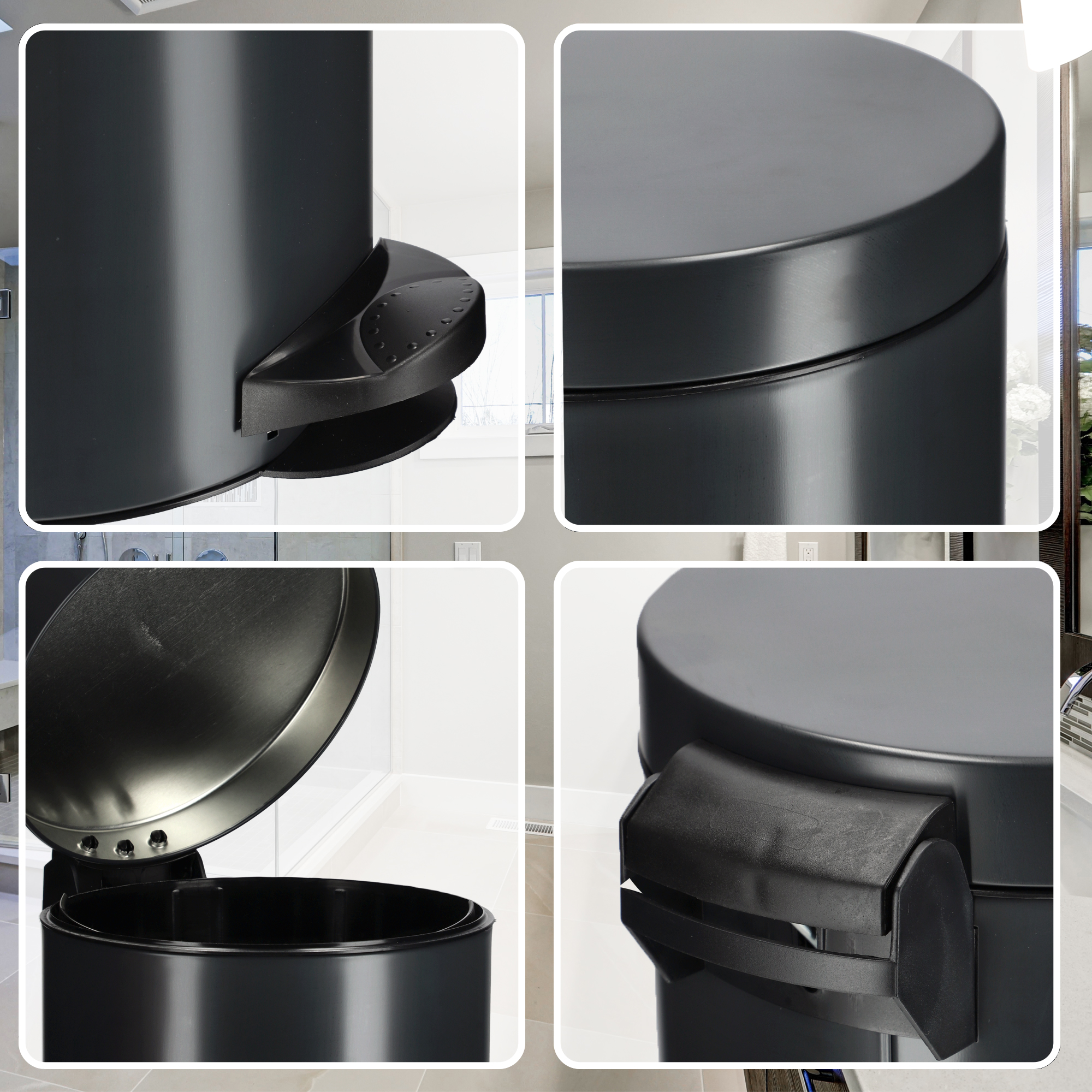 Stalowy kosz na śmieci Melfi 14L, czarny