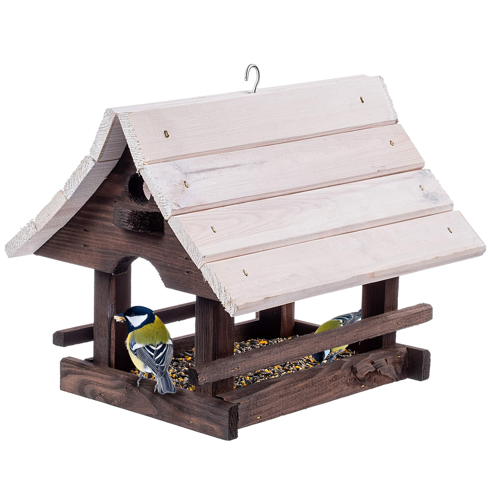 Karmnik dla ptaków Arbis domek 30 x 25 cm brązowo-biały