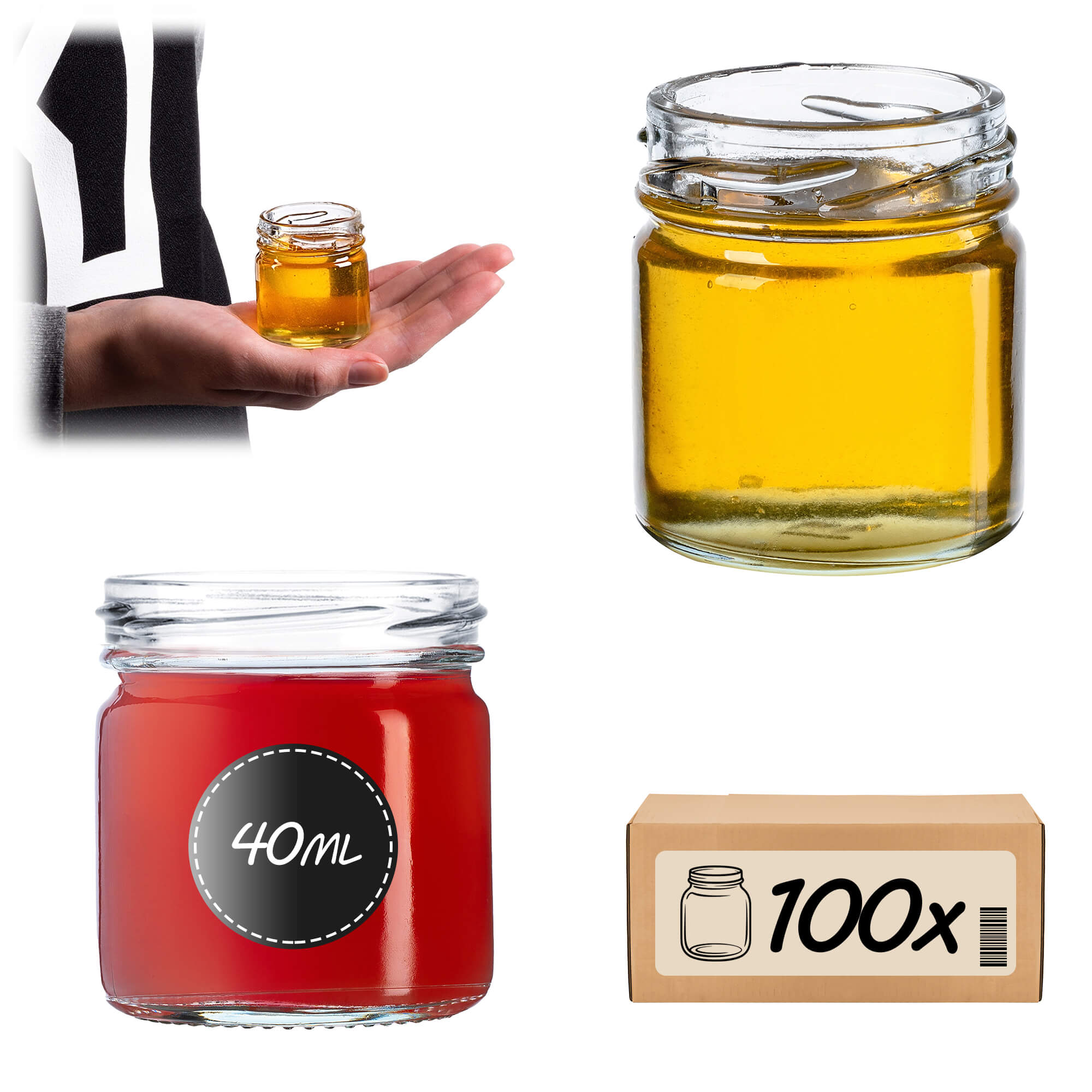 Słoiki na przetwory Halli 40ml 100szt 43mm bez wieczka
