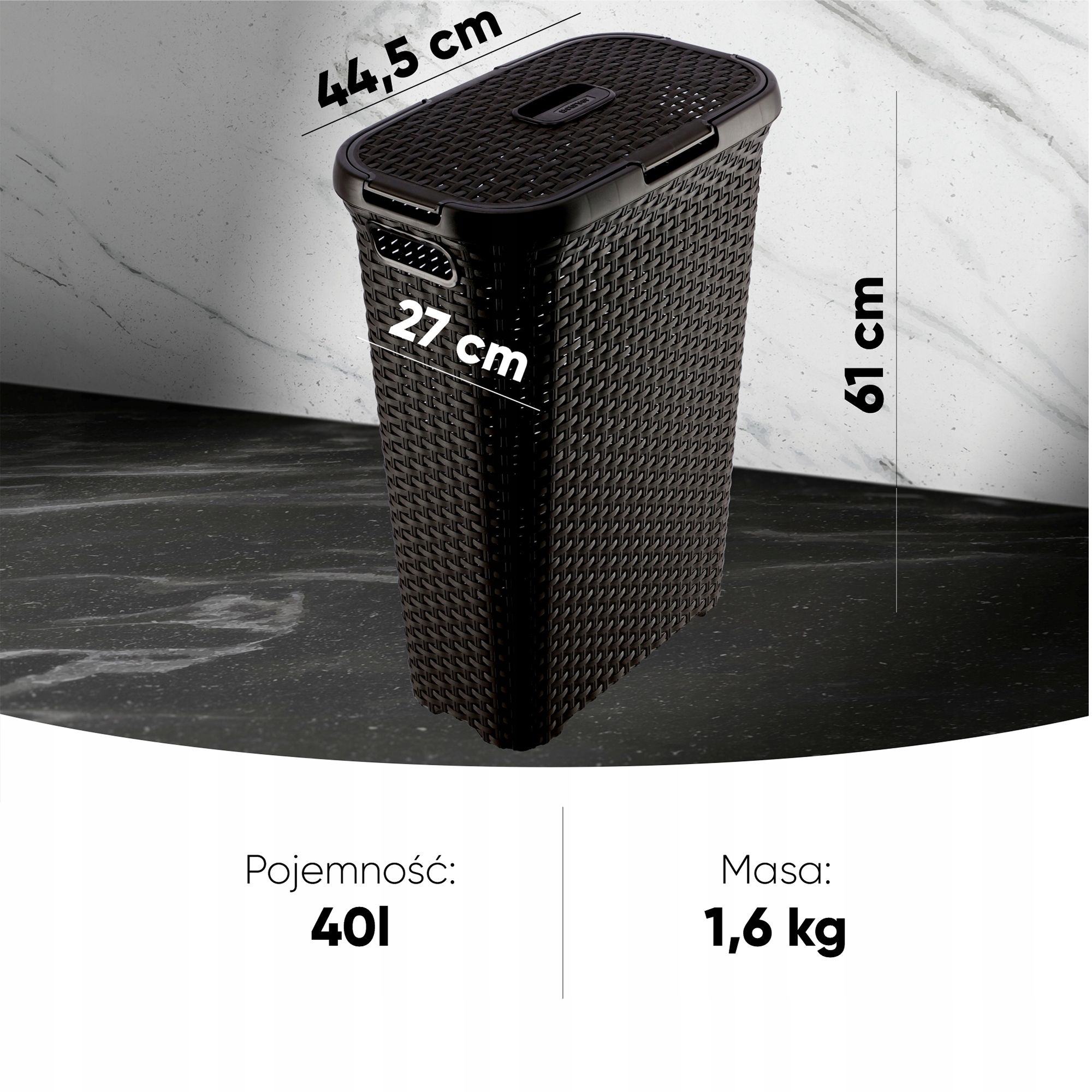 Kosz z pokrywą 60L + pojemnik 45L Curver Natural Style brązowy