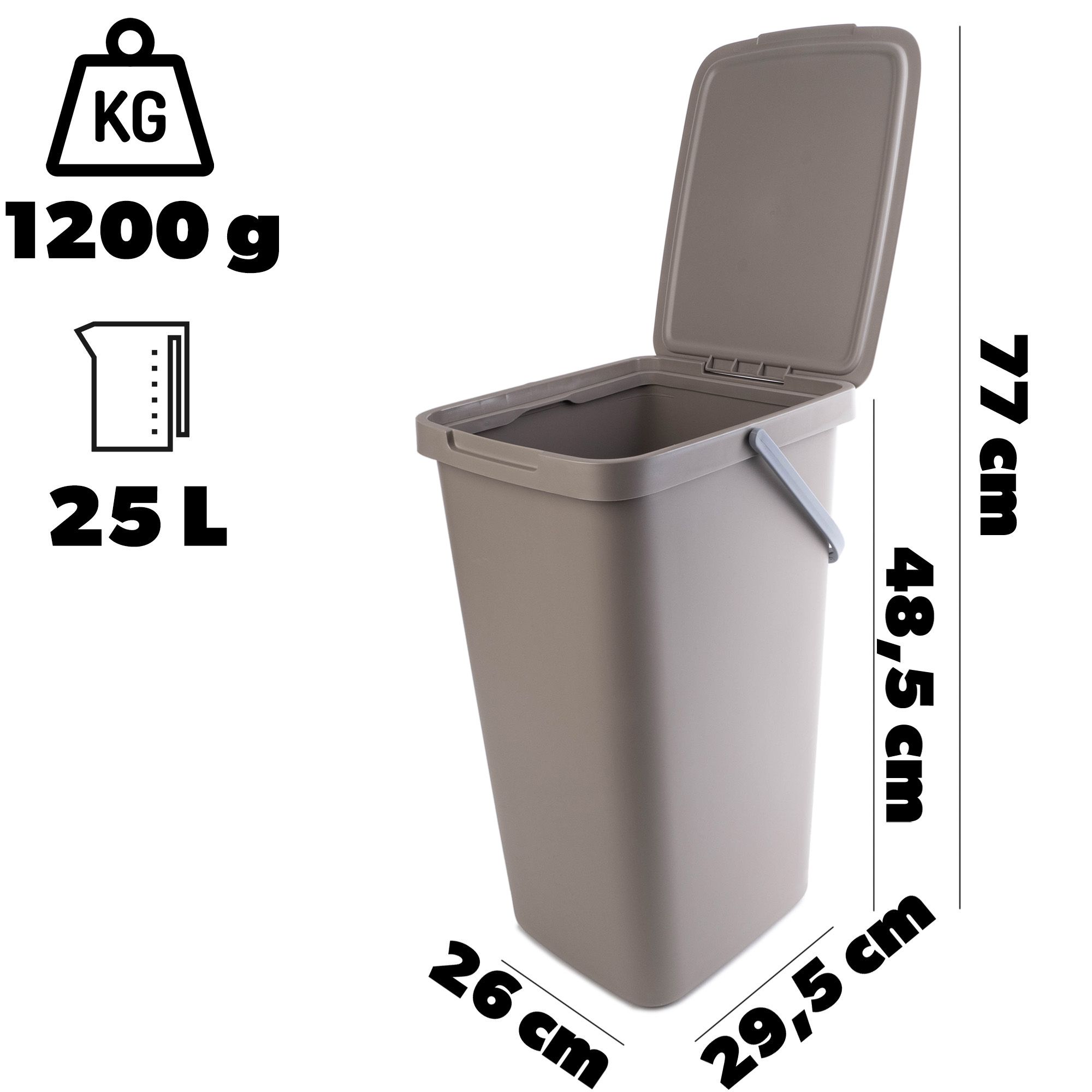 Kosz na śmieci Salans jasny brąz 25L