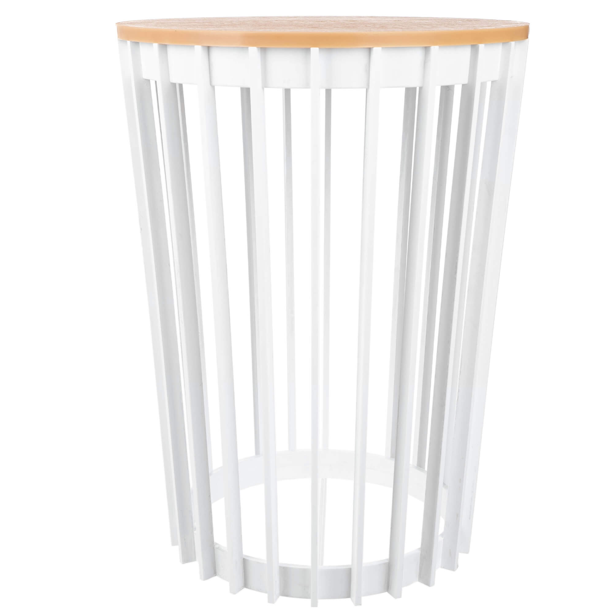 Kwietnik dwustronny Aytre 40 cm biały + blat naturalne drewno