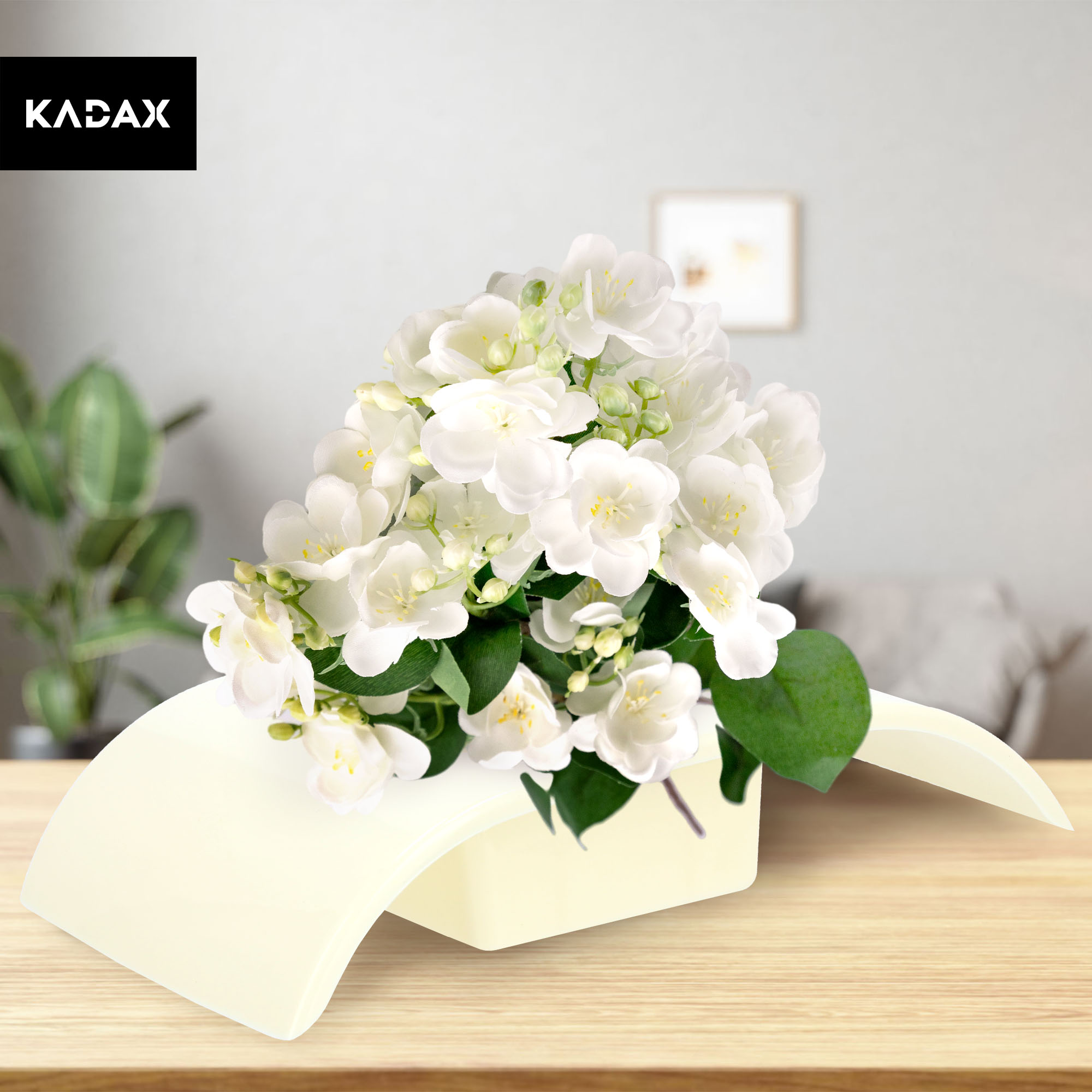 Ikebana na kwiaty prostokątna 4 x 19 cm, kremowa