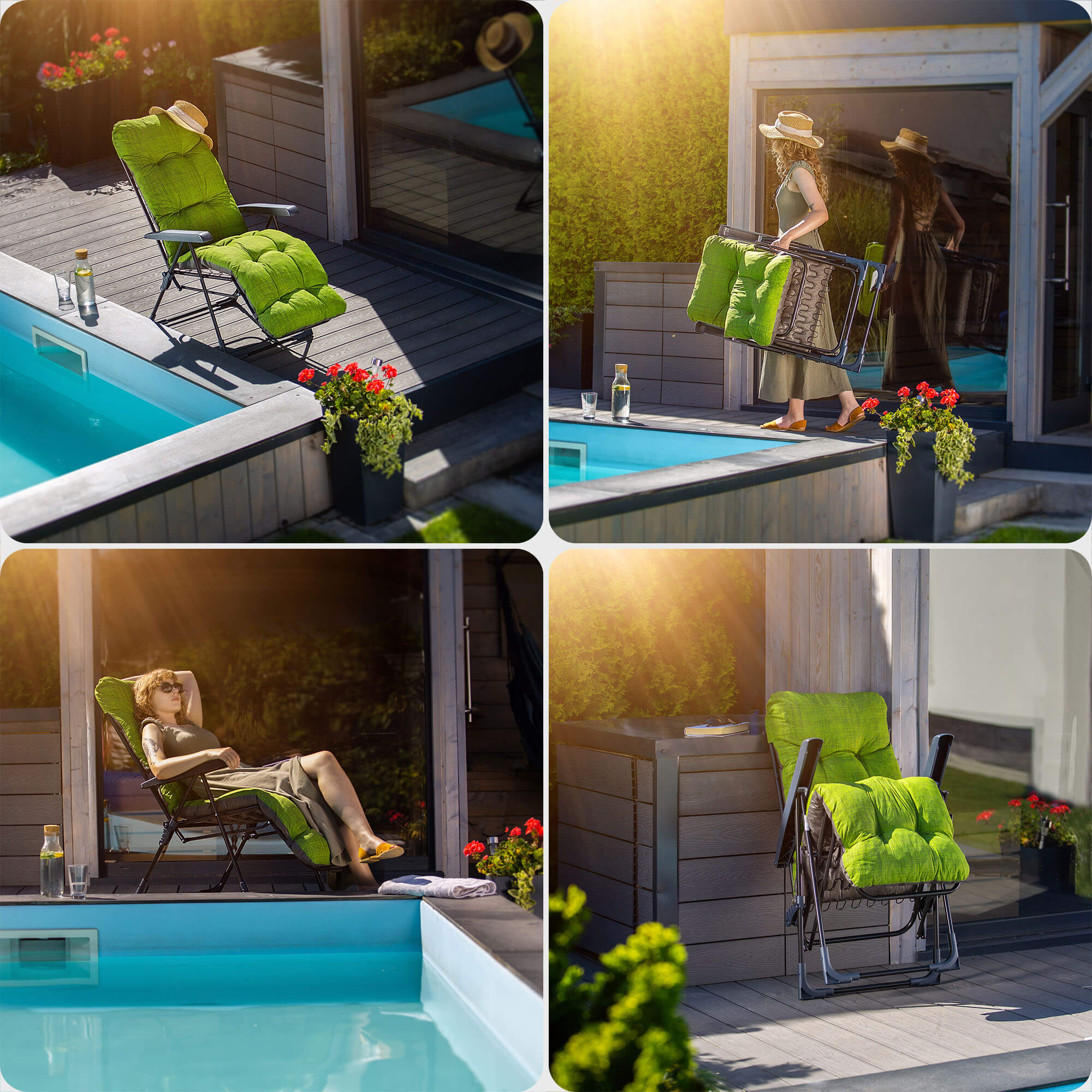 Leżak ogrodowy Soller Plus 150 x 68 cm zielony