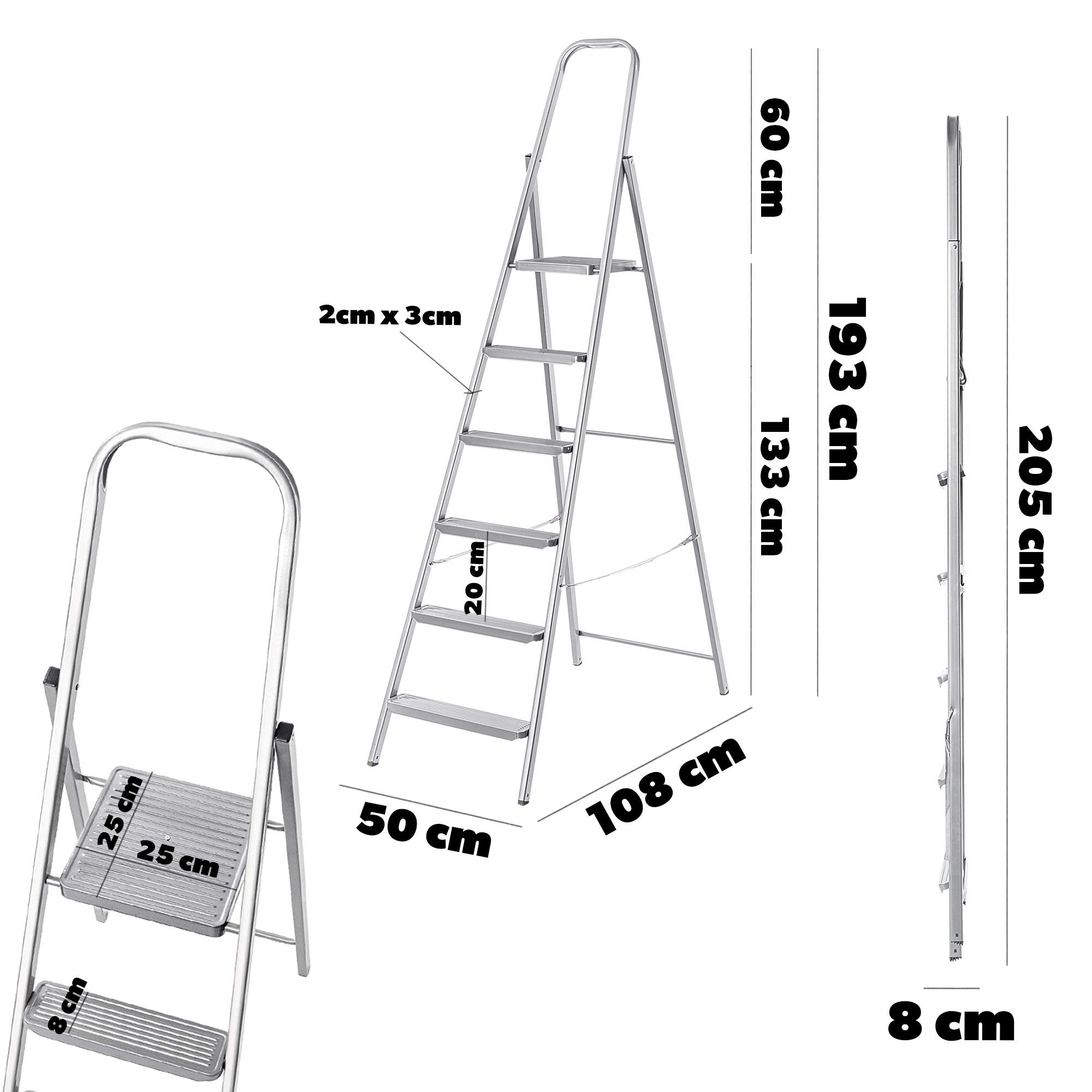 Drabina stalowa Ewo 6 stopniowa rozkładana jednostronna wielofunkcyjna