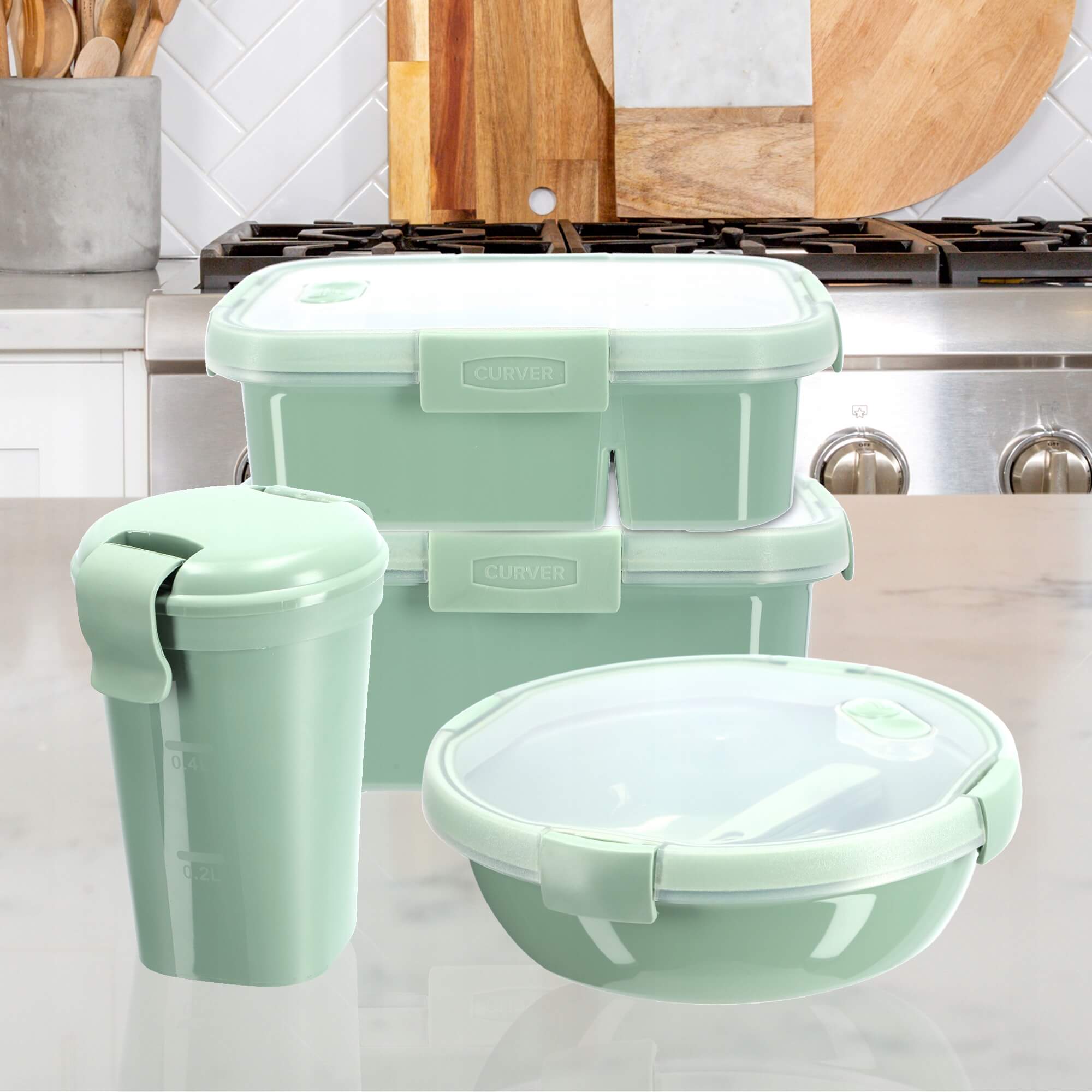 Pojemniki na żywność Curver Eco zielone 4 szt.