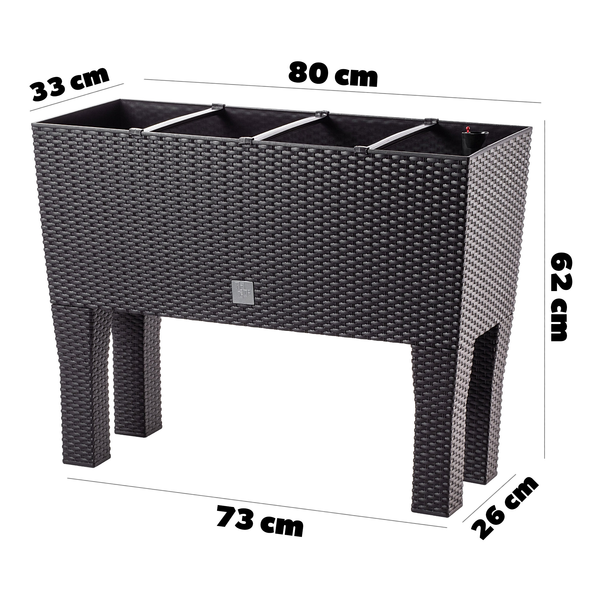 Doniczka z systemem nawadniania Trikala 80 cm, ciemny brąz