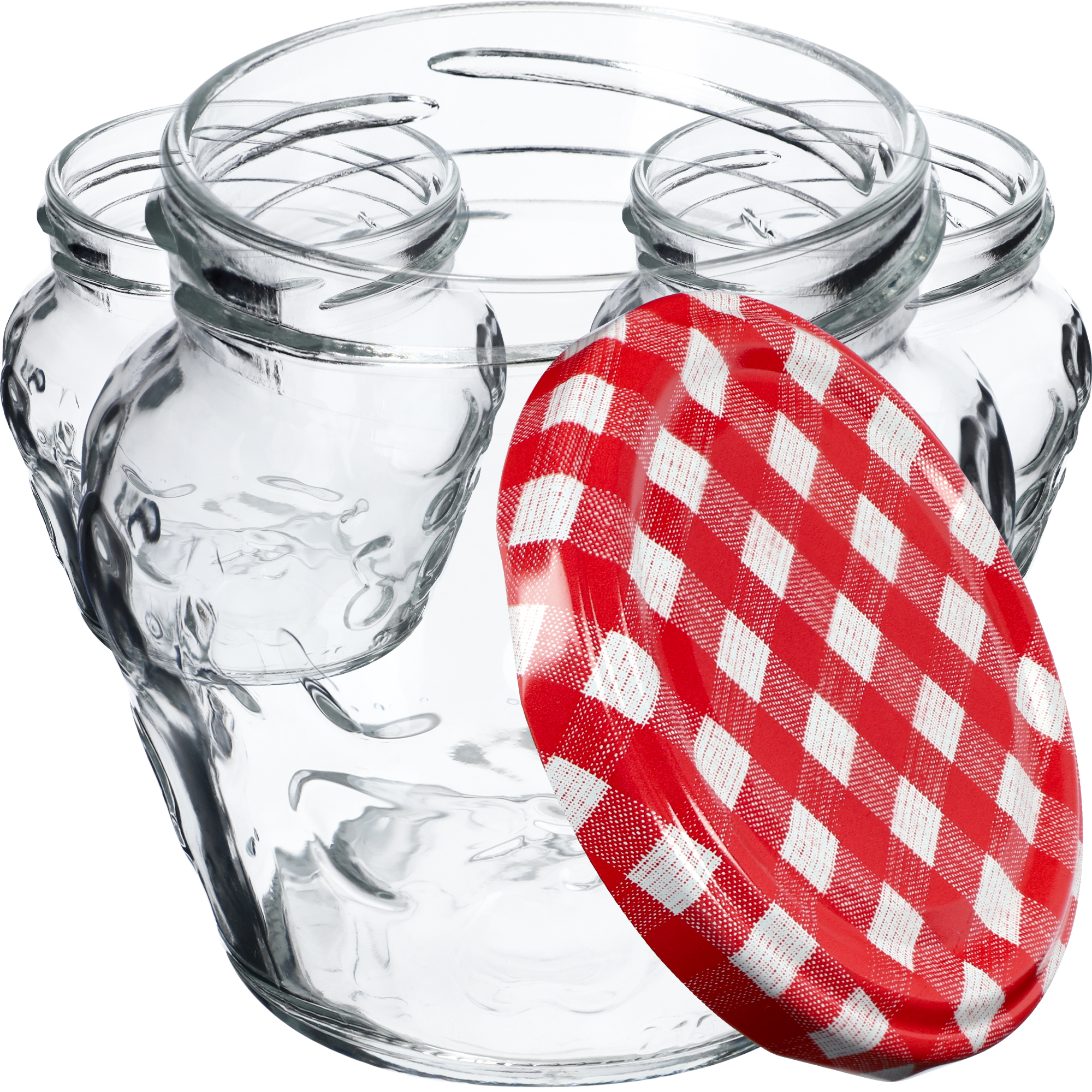 Słoiki Kemi 200ml 20szt 66mm + wieczka "Czerwona Krata"